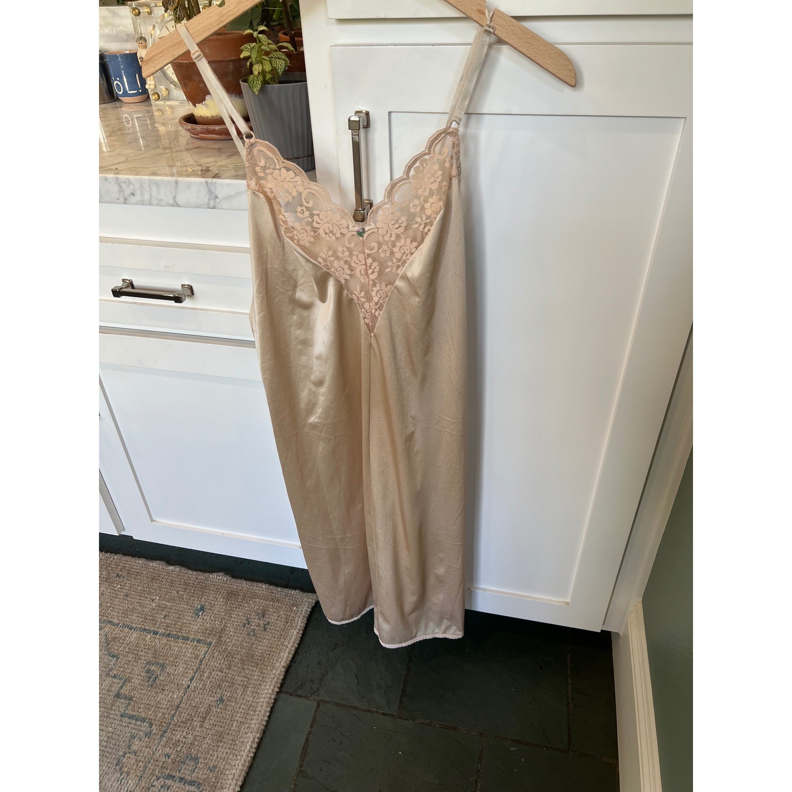 Vintage Chantilly Lace Slip Dress Champagne Reformation Y2K Style 34 Romantic