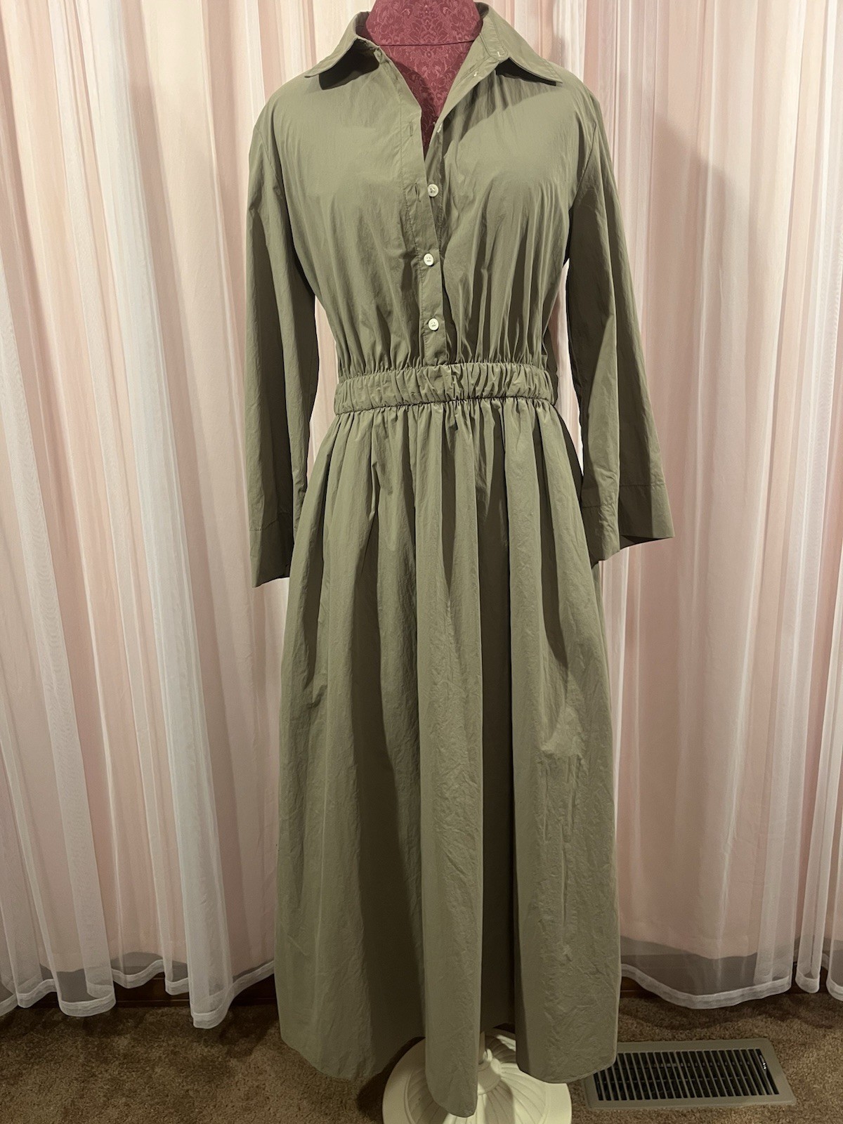 Zara Size Large Light And Airy Long Sage Green Dress