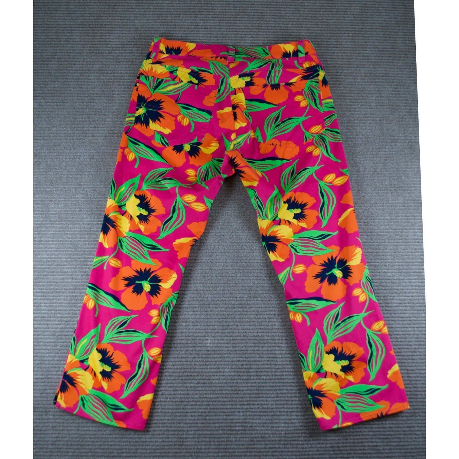 Vintage Polo Jeans Ralph Lauren Pink Hawaiian Hibiscus Floral Capri Pants Size 4