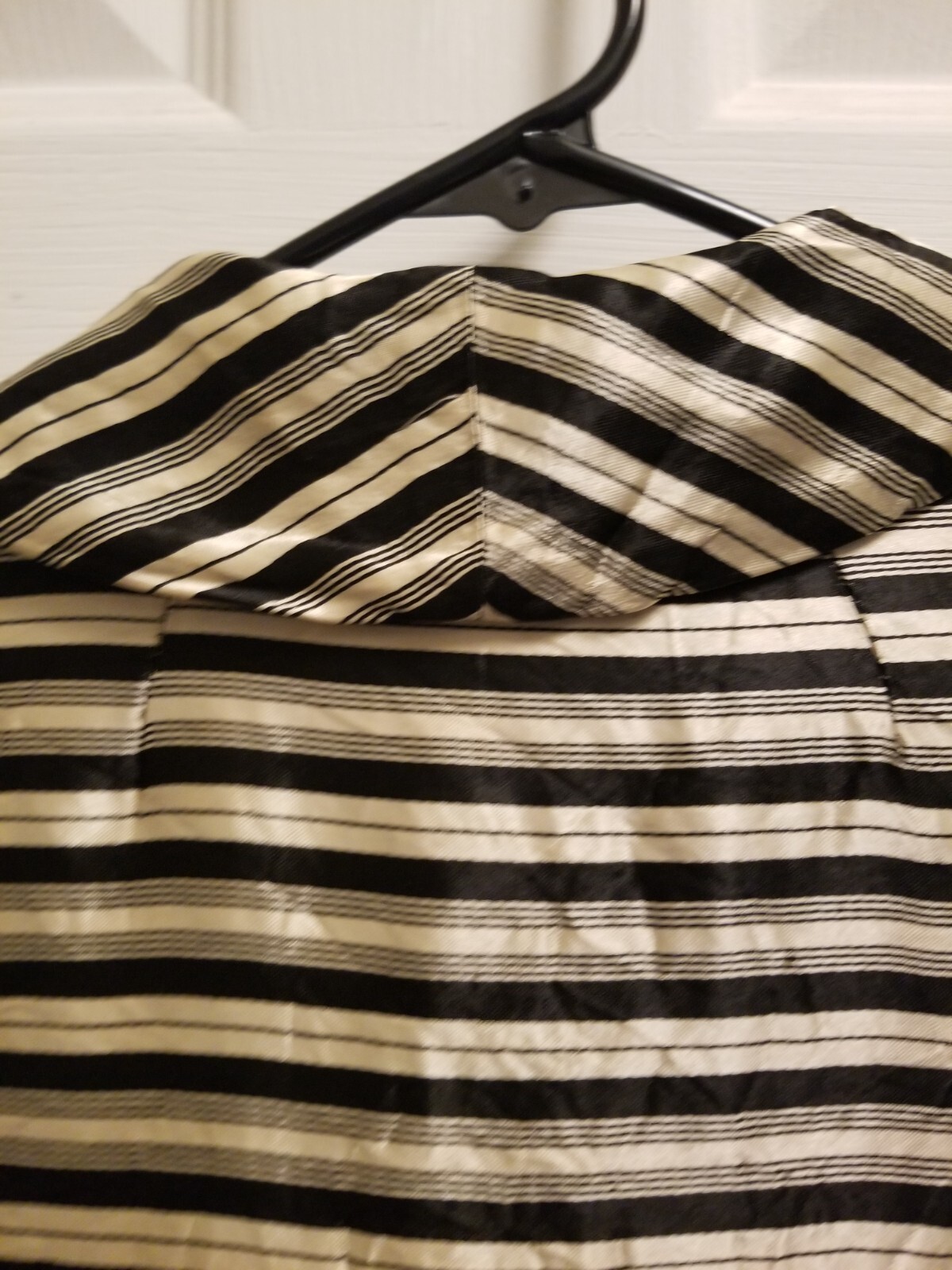 Vintage Retro Cool Mod 1960’s Striped Black and White Satin Coat front pockets