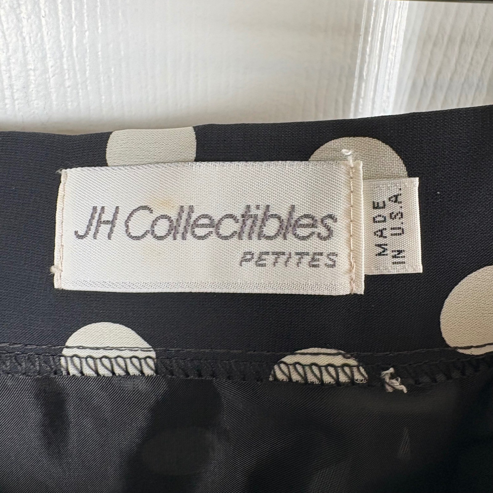 Vtg JH Collectibles Skirt 10 Black White Polka Dot Pleated Midi Rockabilly Pinup