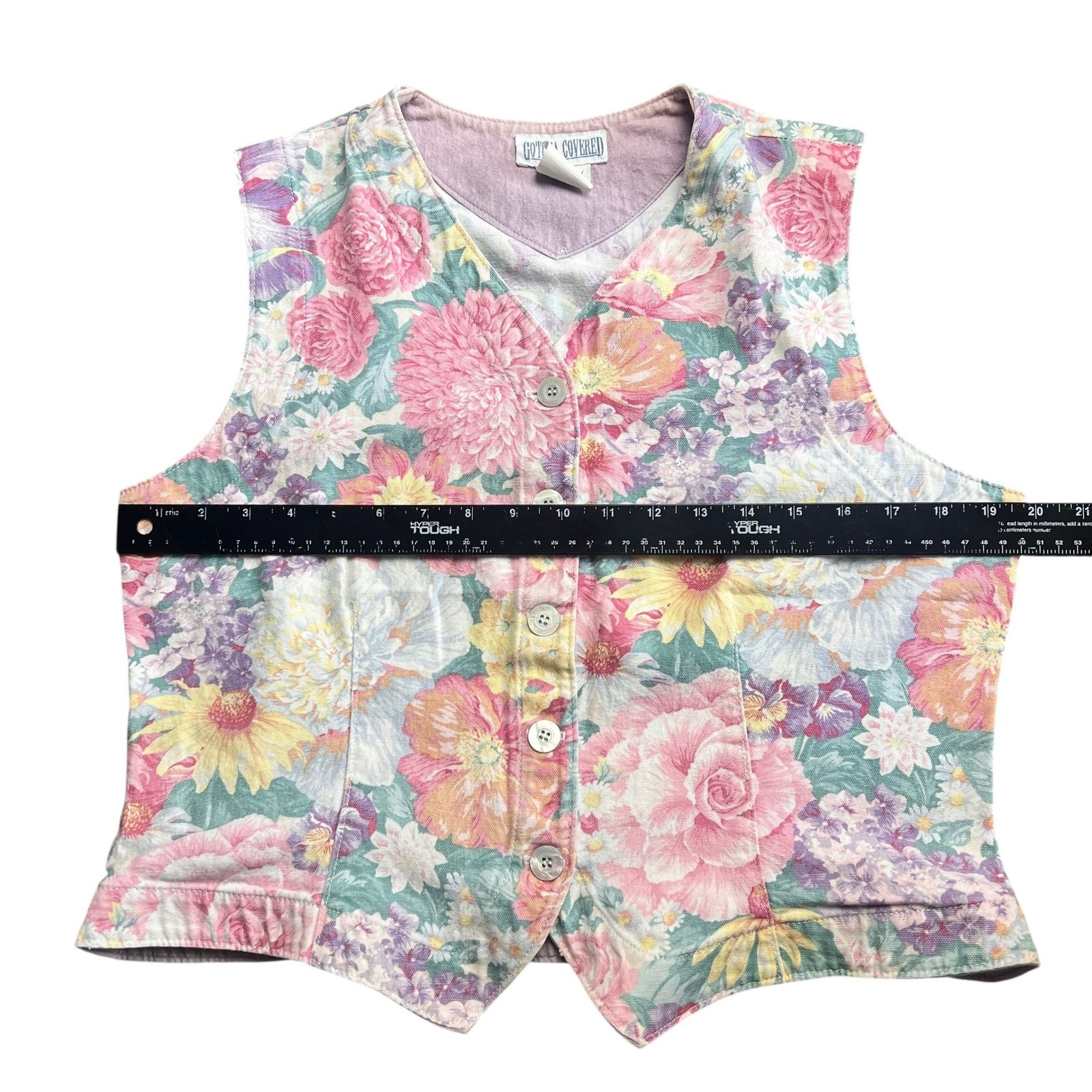Gotcha Covered Vintage Floral Vest Pink Cotton Granny Core Made in USA Small