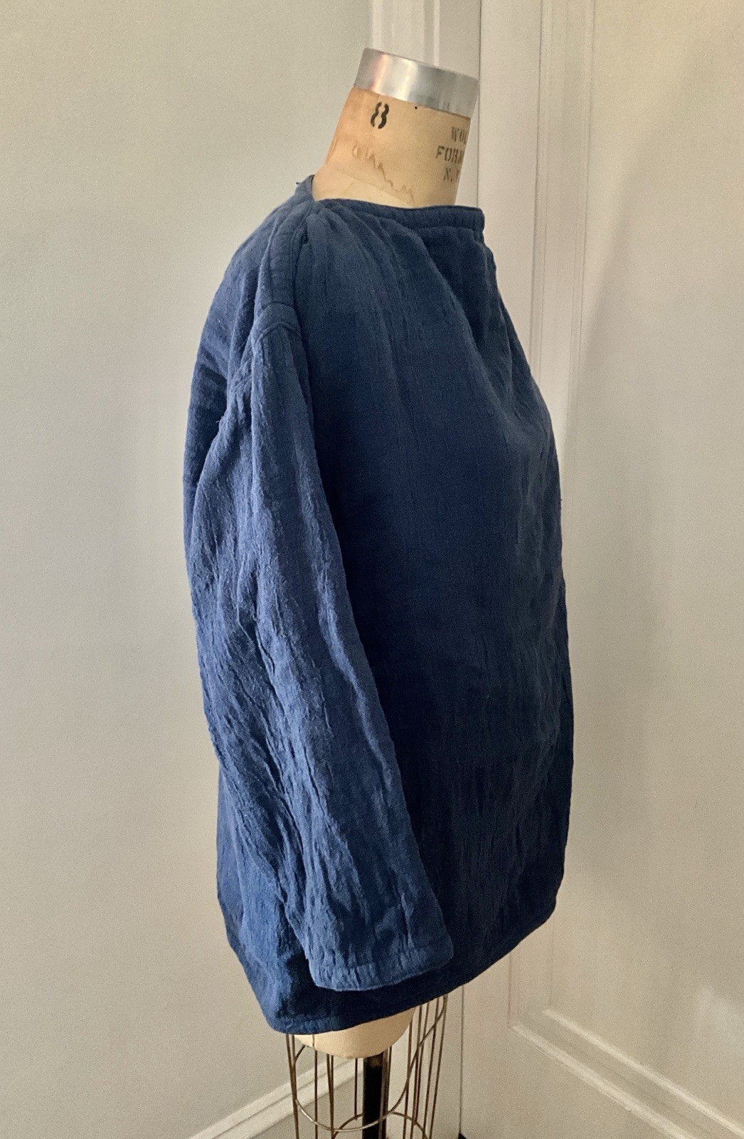 Vintage 1980’s Issey Miyake Plantation Padded Double Gauze Oversized Blue Shirt