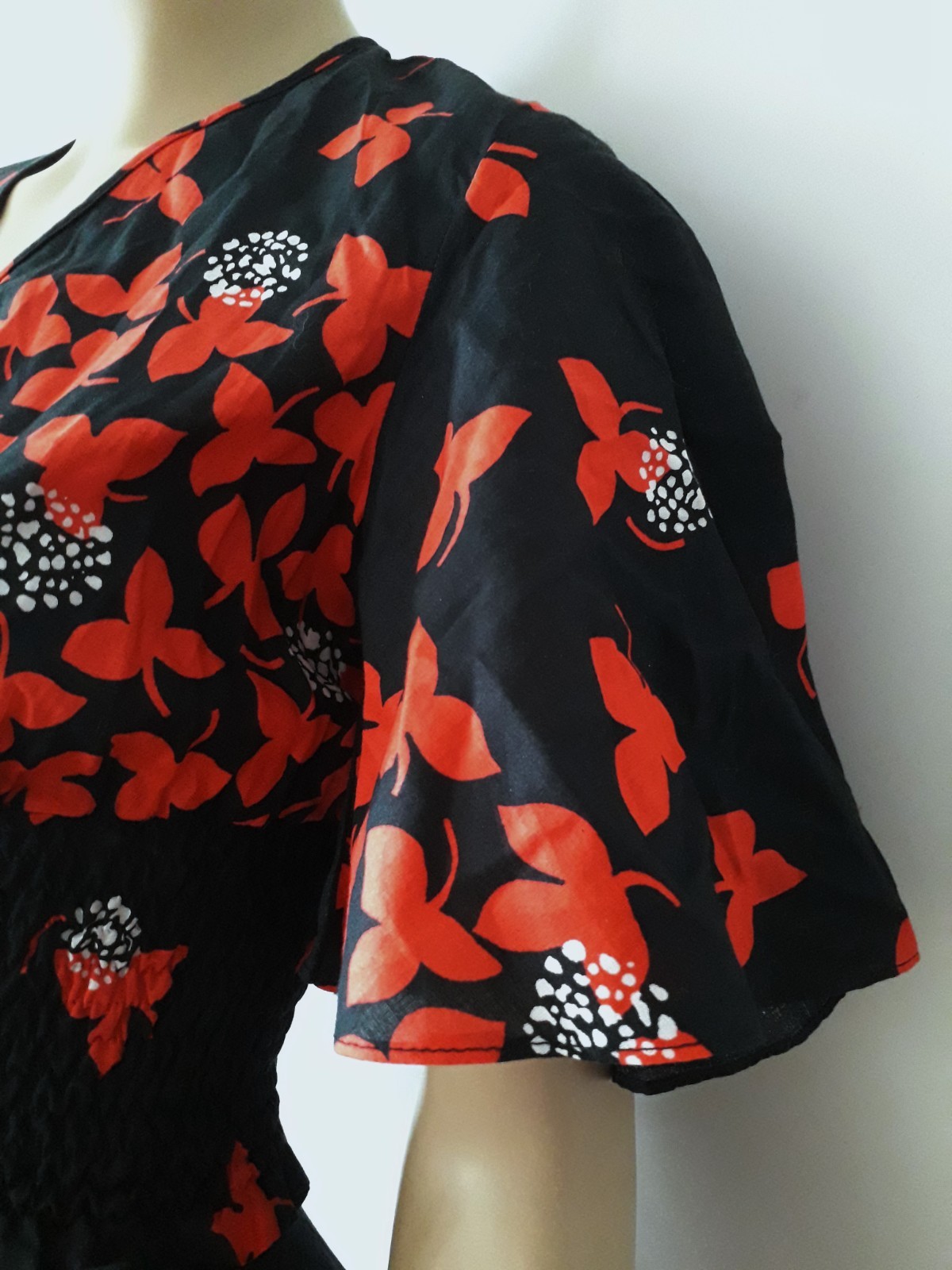 Finnish Vintage MERRY FINN Set Suit Top+Maxi Skirt Cotton Black Red 70s 80s