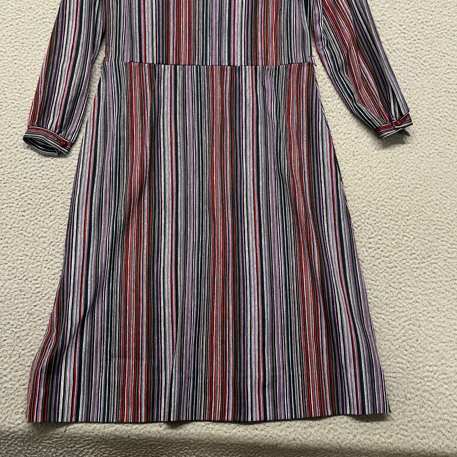 Heury Lee Vintage Dress Womens 12 Purple Striped Secretary Geek 60’s 70’s