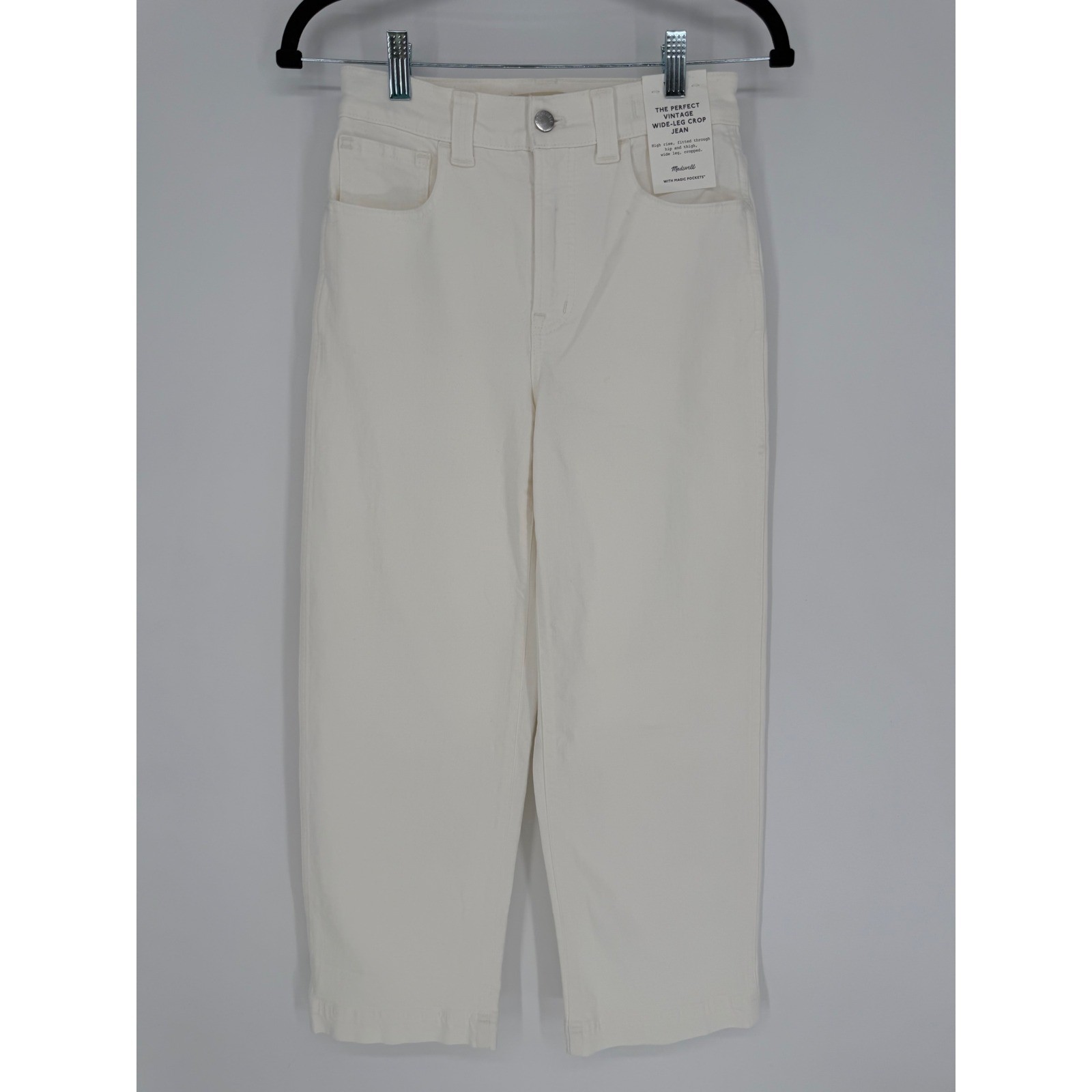MADEWELL THE PERFECT VINTAGE WIDE LEG CROP JEAN WHITE NWT SIZE 24 SUMMER COASTAL