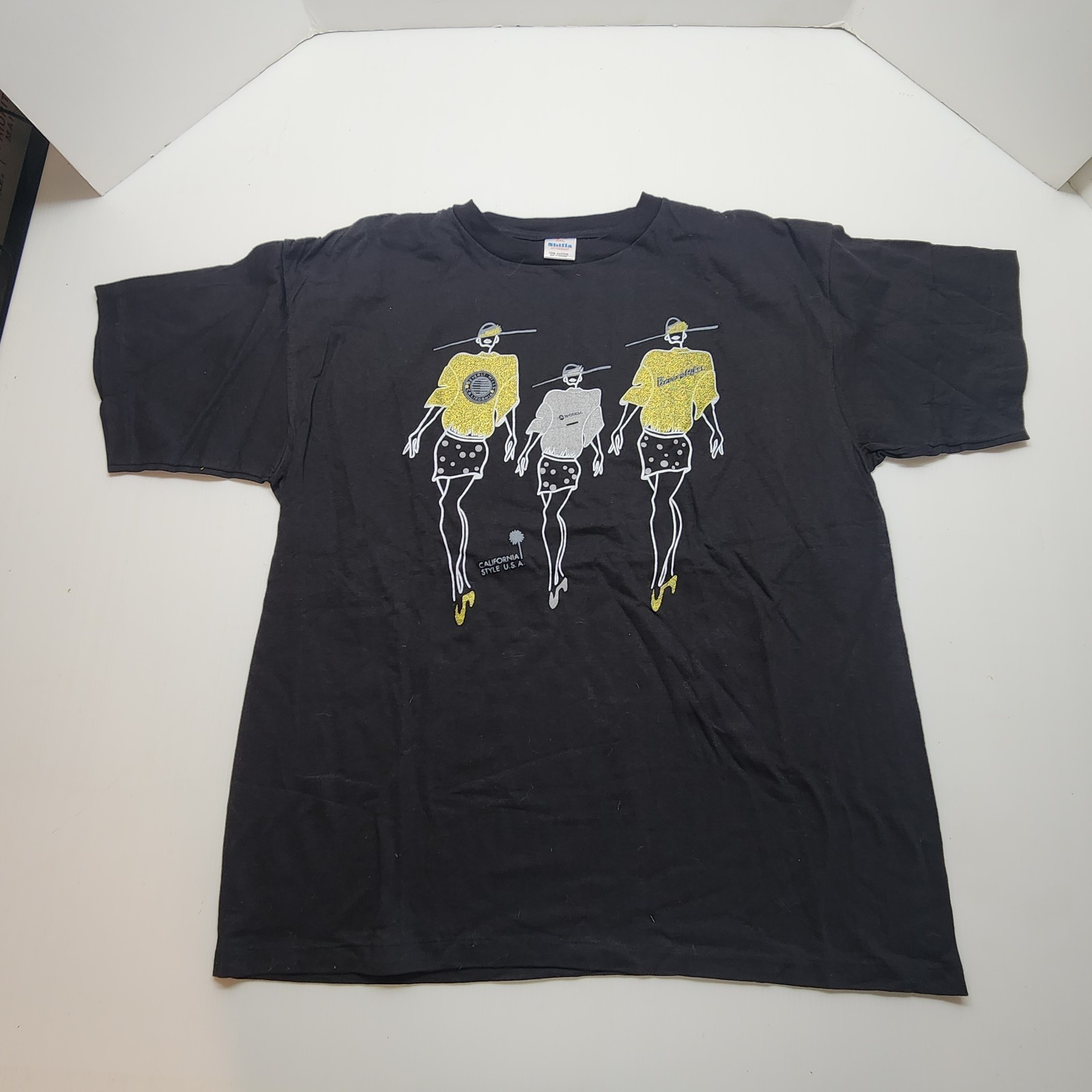 Vintage 90s Tshirt Size XXL Unisex California Style Gold On Black Single Stitch