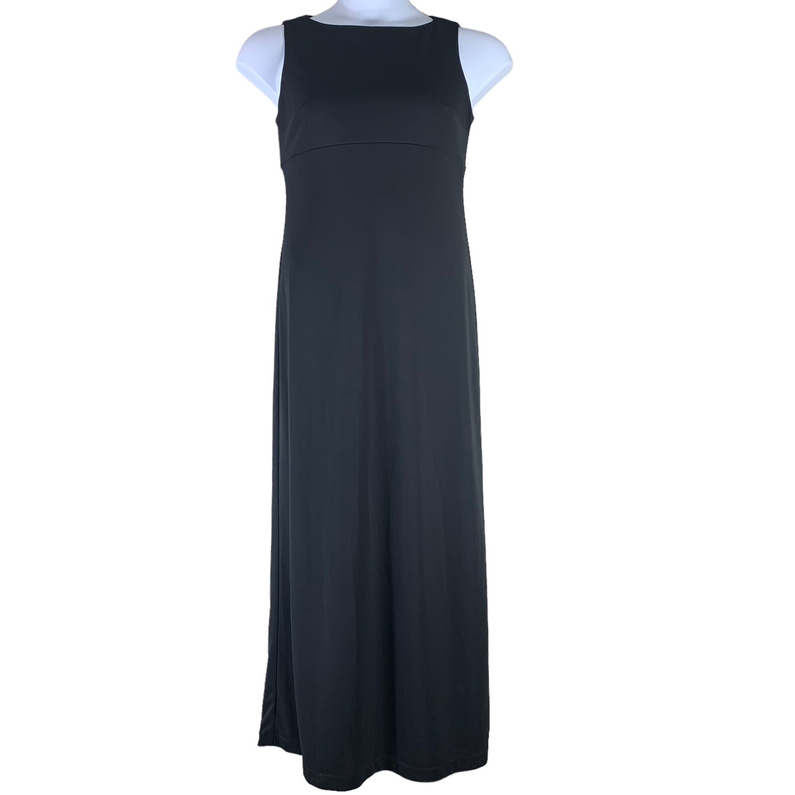 Vintage Dress 10 90s Maxi BCBG Maxazria Black Sleeveless Straight Cut Fitted Top