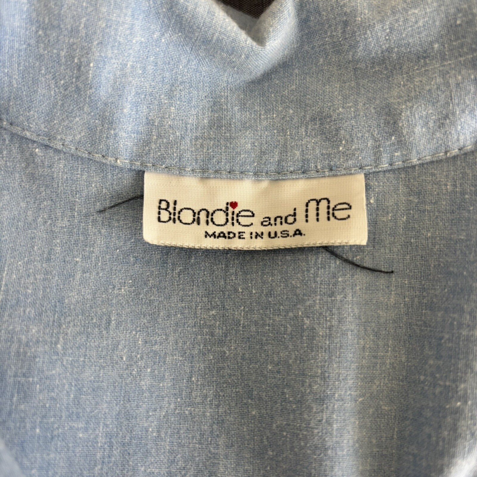Vintage Blondie And Me Blue Cotton Dress Small Medium Midi Puff Sleeve