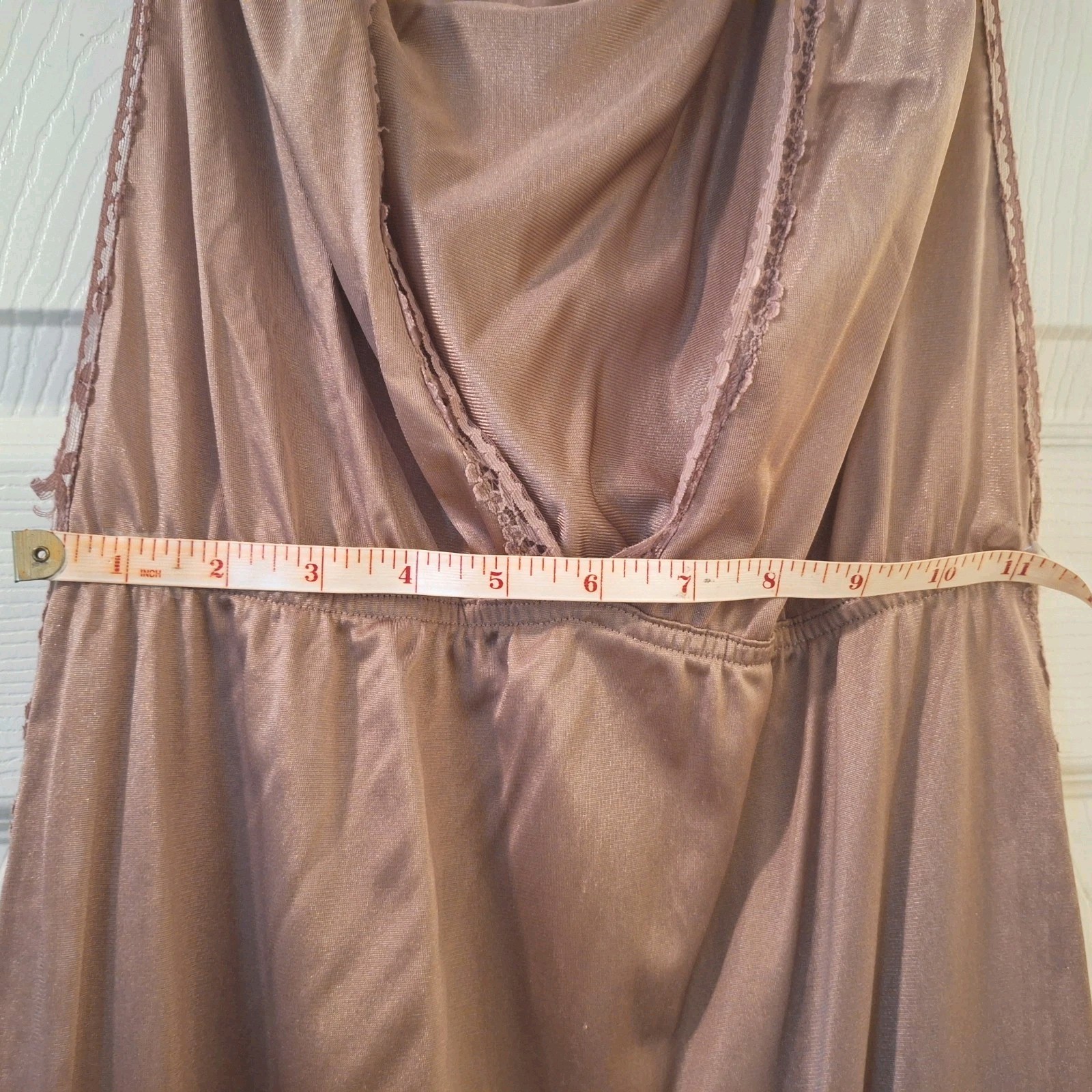 Vtg USA Union Maidenform Dreamwear Rose Maxi Slip-Dress Plunge Neck Split Sides