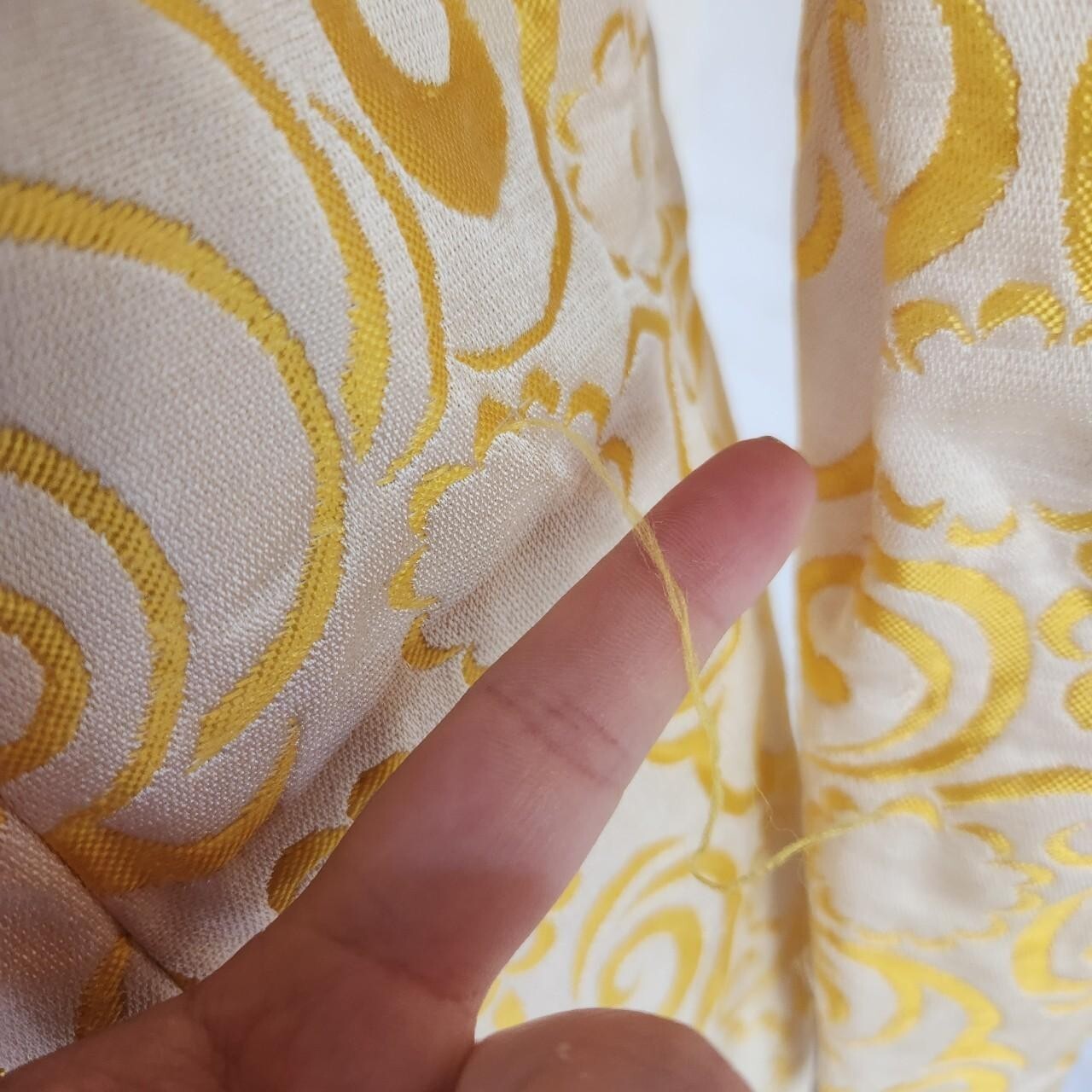 Vtg 60s Yellow Coat Regal Rococo Brocade Beaded