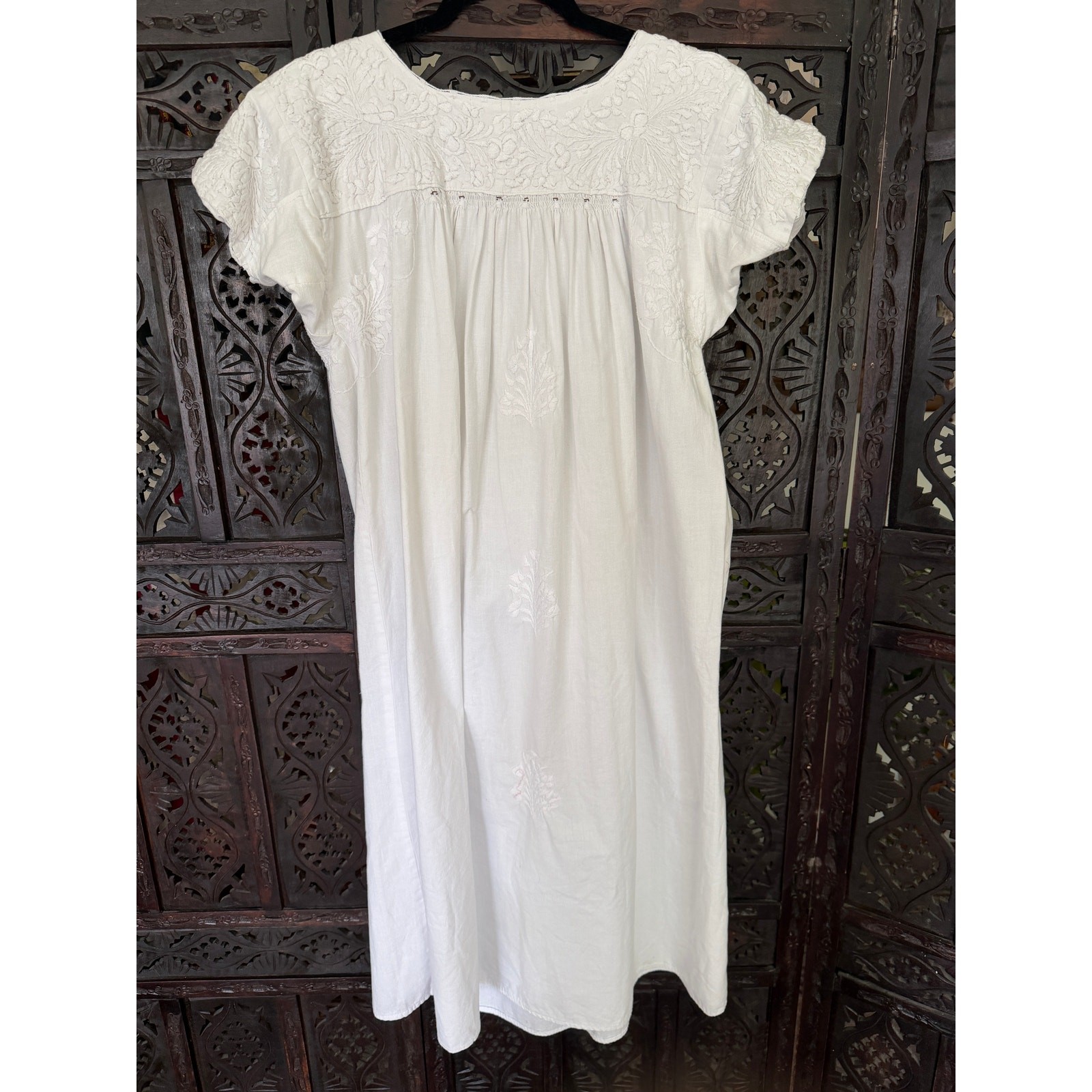 Vintage 50s 60s mexican huipil hand embroidered dress