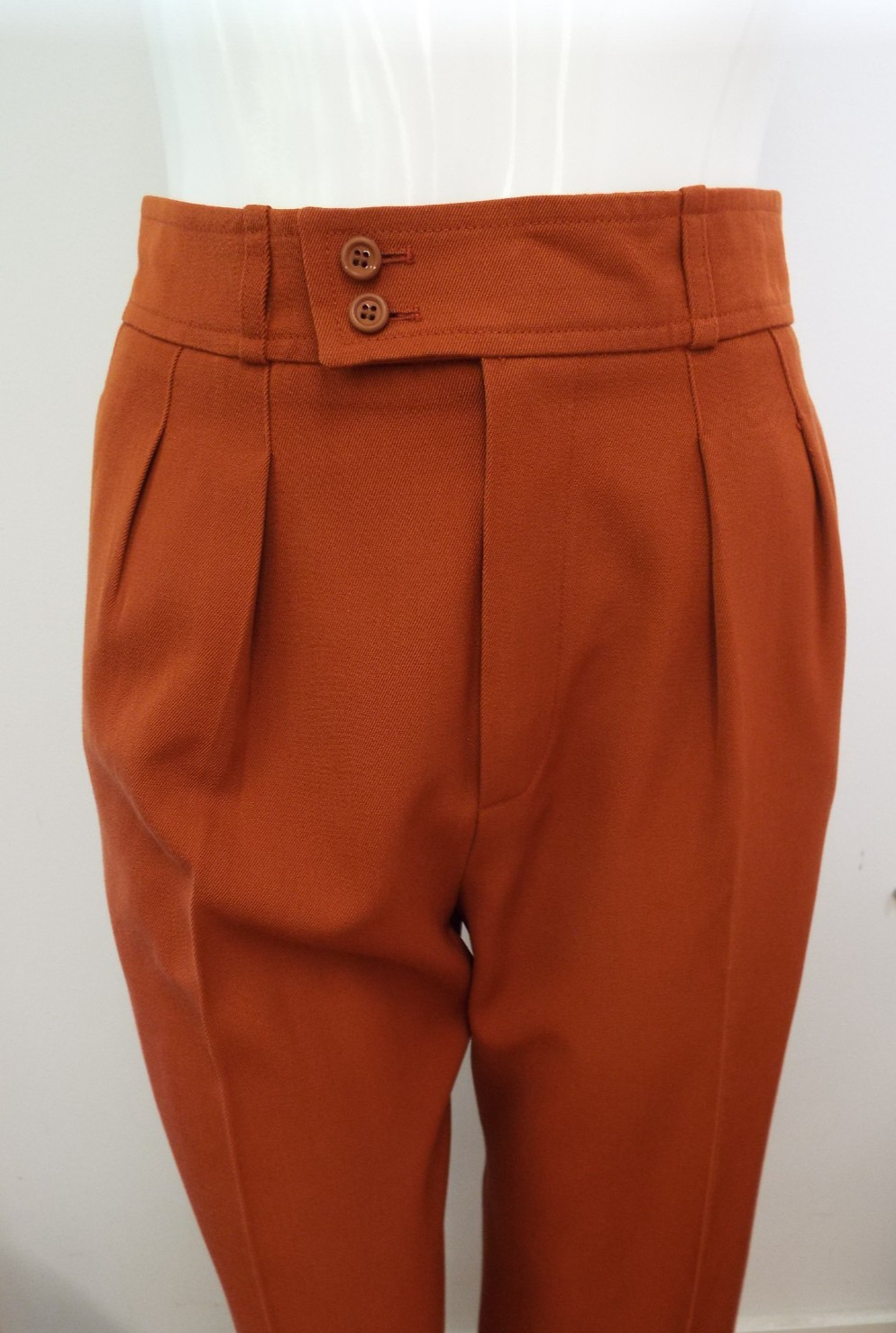 VTG 1970s Yves Saint Laurent Rive Gauche Rust Brown Wool Pants Wide Trousers YSL