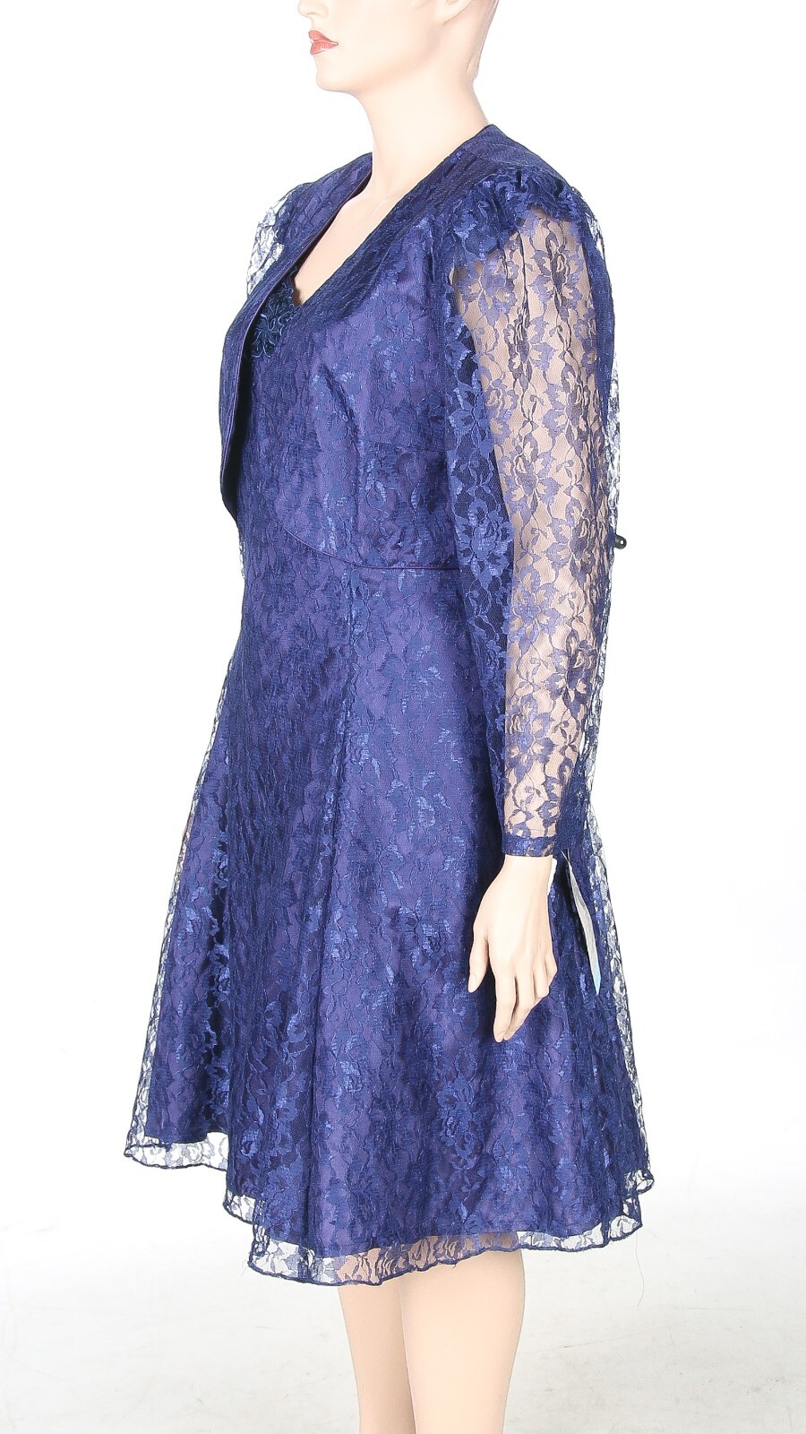L.A. GLo Vintage 80s 90s Blue Lace Party Prom Dress & Jacket sz 24 NWT