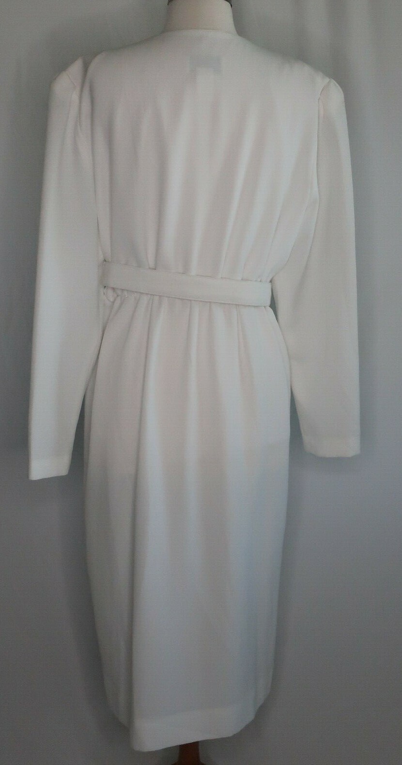 VTG 60s 70s Henry Lee ILGWU Solid White Career Secretary Geek Belted Dress Sz 14