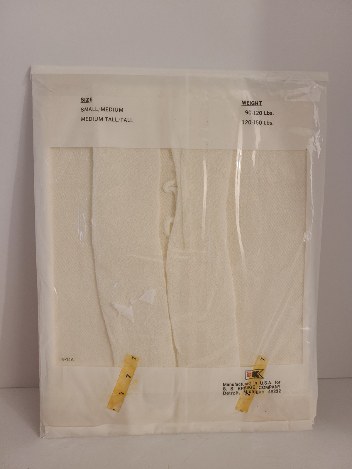 Vintage WHITE Nylon Pantyhose Kresge Med/Tall 120-150lb Seamless Stretch