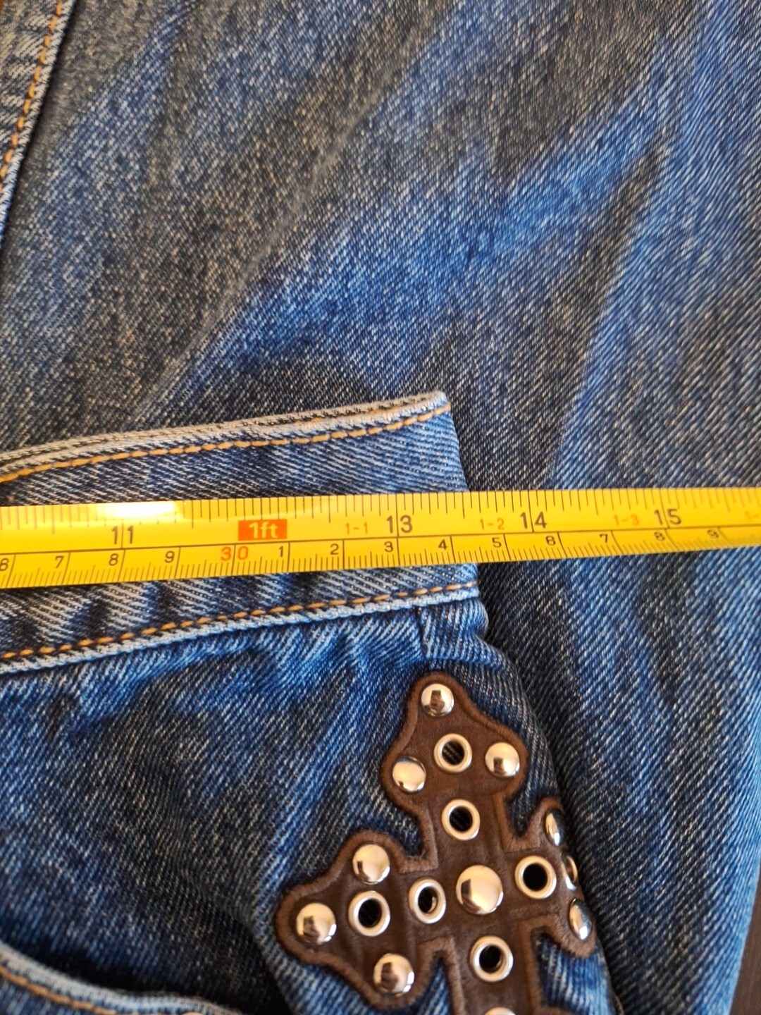 Vintage Lawman Highrise Jeans – Suede Leather Studs – No Pockets – 27×33