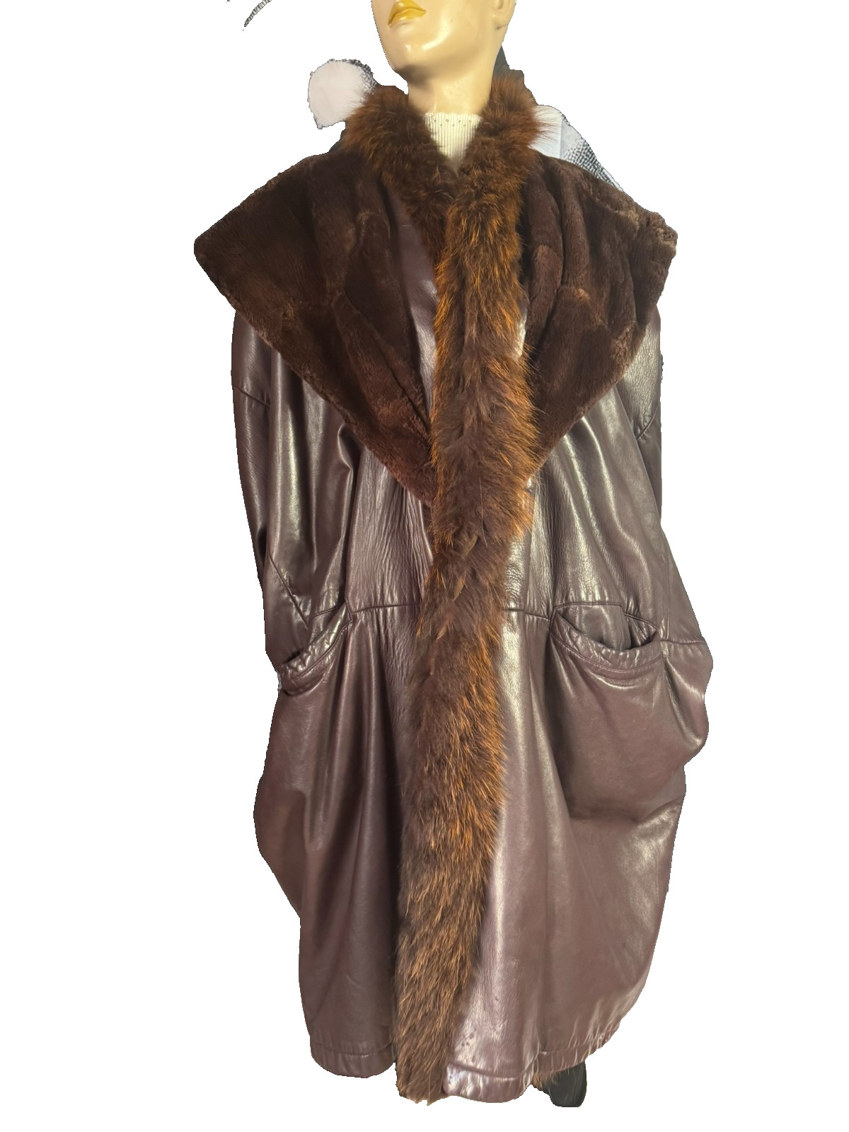 Vintage Leather Coat XL 80s Italy Lamb Nappa Shearling Oversized Venus