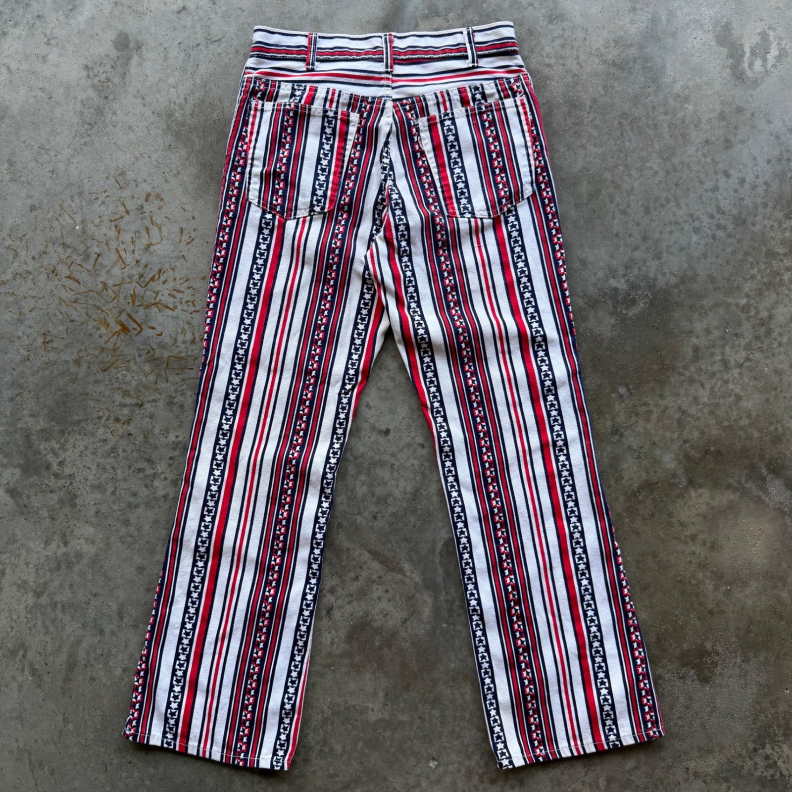 Vintage Levis Big E Stars and Stripes Pants Red White Blue Talon 42 Zip 29×31