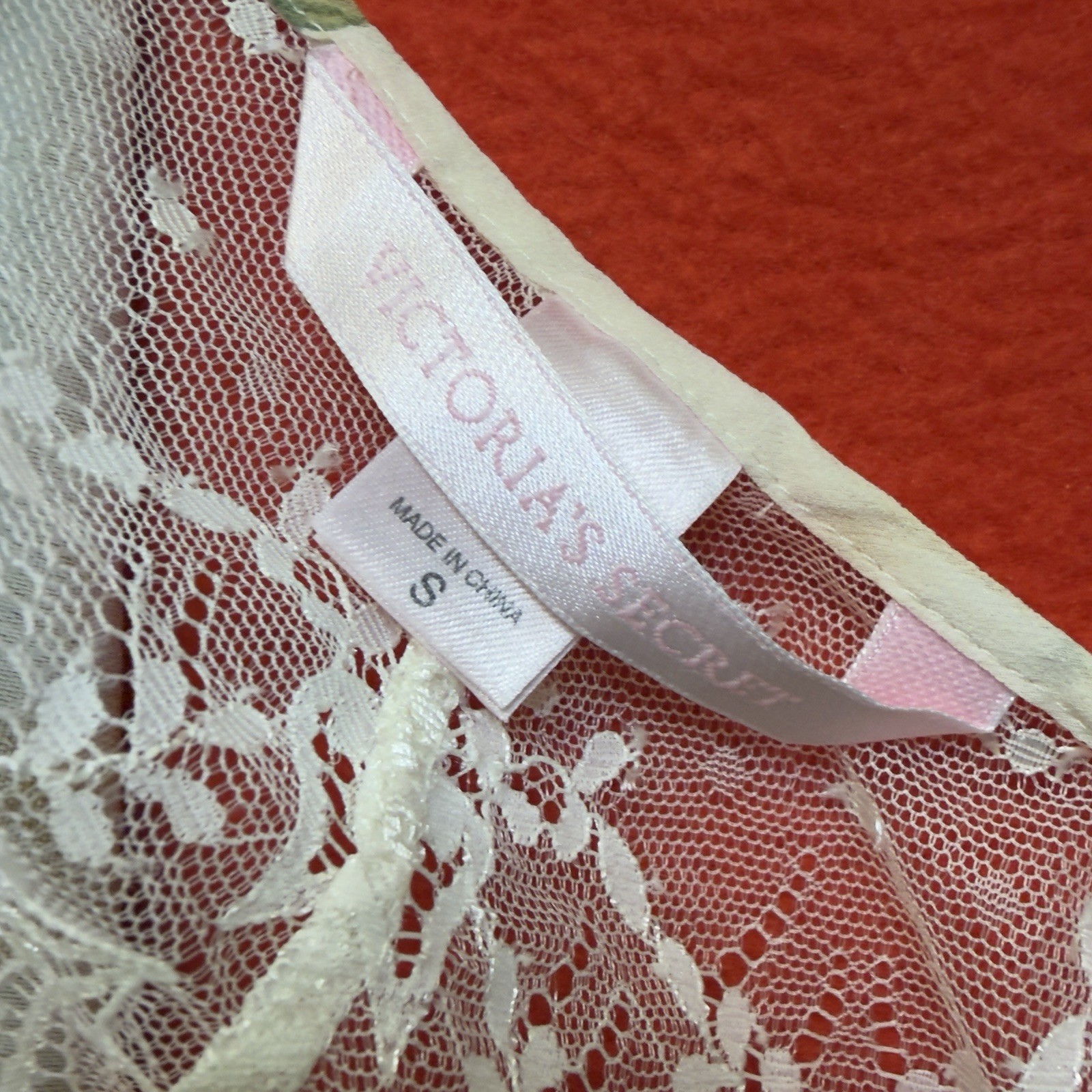 VICTORIA’S SECRET … 100% Silk Chiffon Lace Teddy Bodysuit … Size S