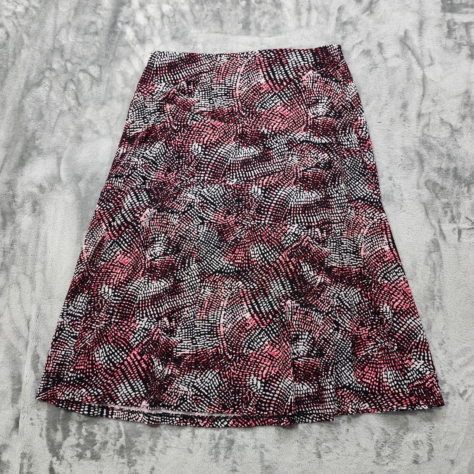 Vintage JM Collection Skirt Womens P/L PETITE Pink Black Pull On A-Line Midi