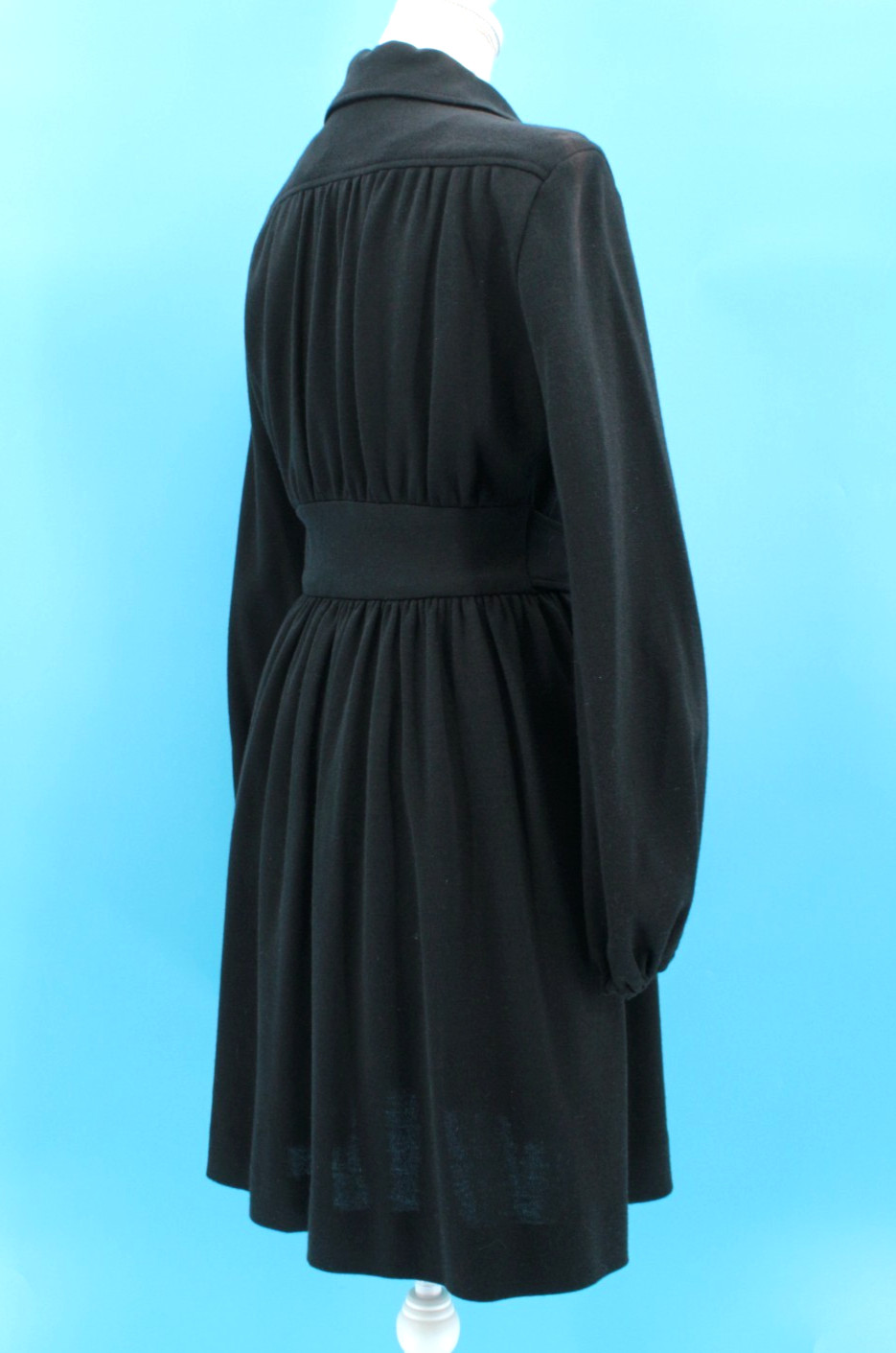 Vtg Women’s 70s Black Jonathan Logan Shirtwaist Midi Dress Sz XS/S 1970s