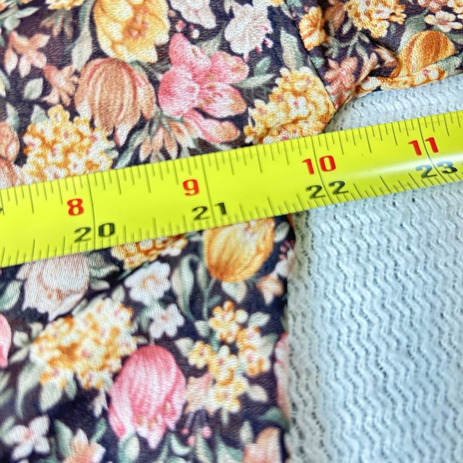 Vtg Made in USA 70s Jo-A-Lyn Flower Mini Shirt Dress Sz L Floral SheerTunic