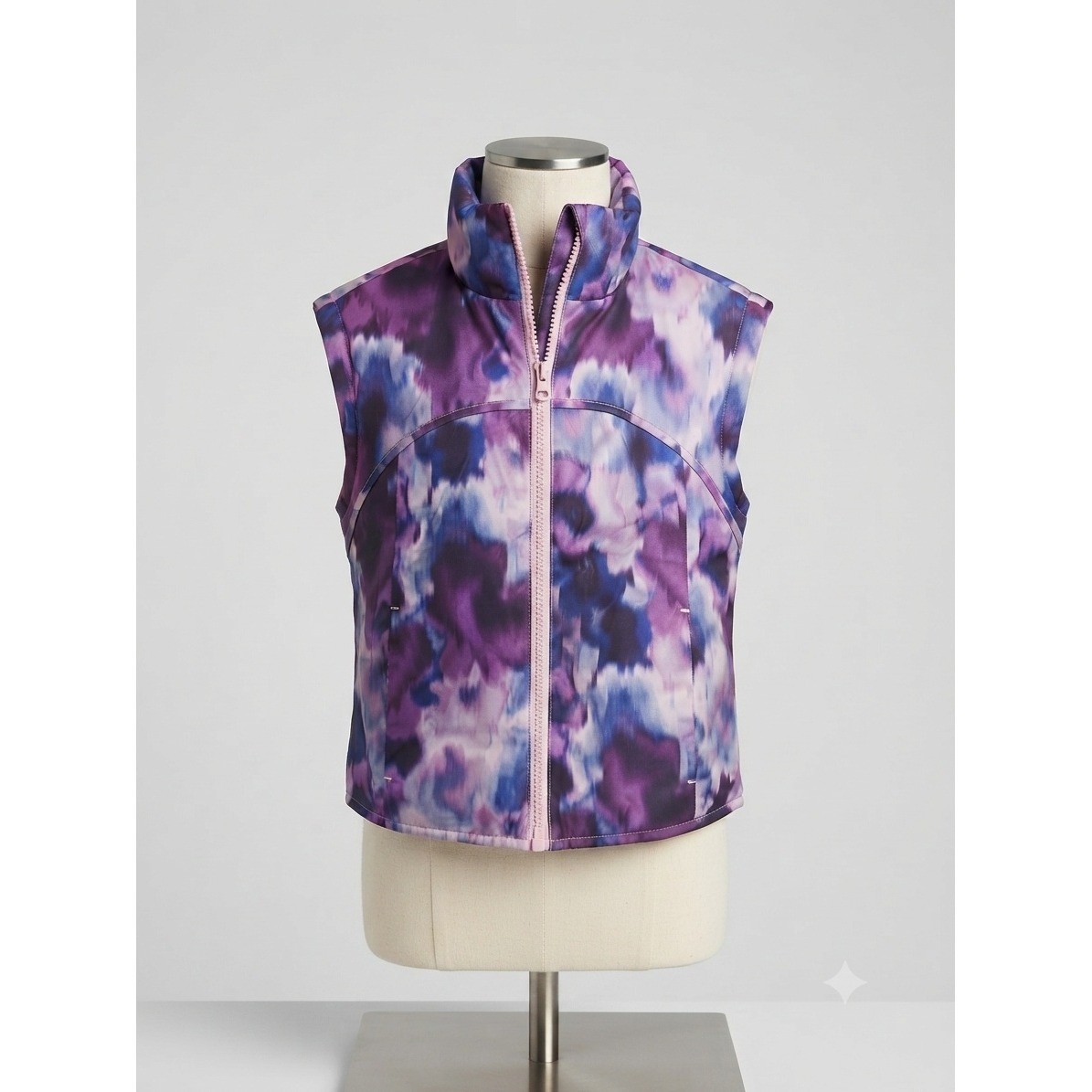 Old Navy Kids Purple Abstract Floral Water-Resistant Puffer Vest L 10-12 NWT