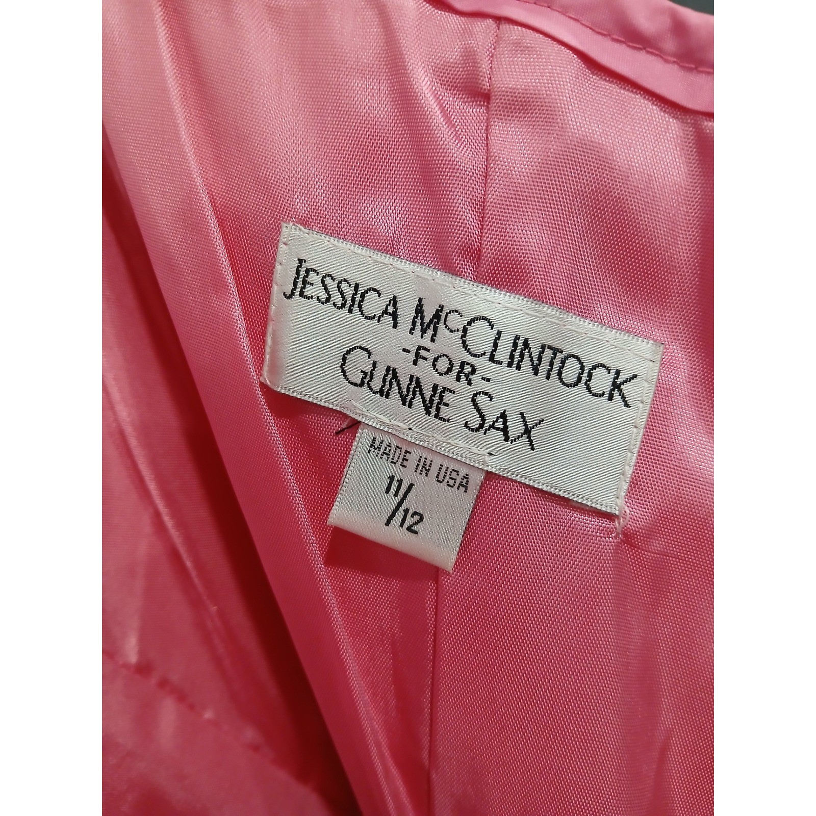 Vintage Jessica McClintock Gunne Sax Pink Strapless Ruched Bustle Gown 11/12