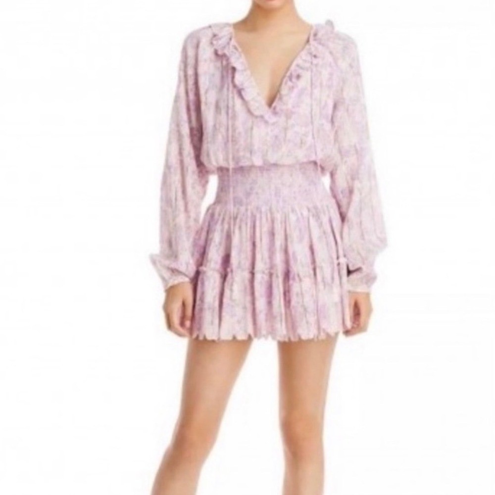 Pink Floral Mini Dress XS Cottagecore Romantic Festival Fairycore Wedding Guest