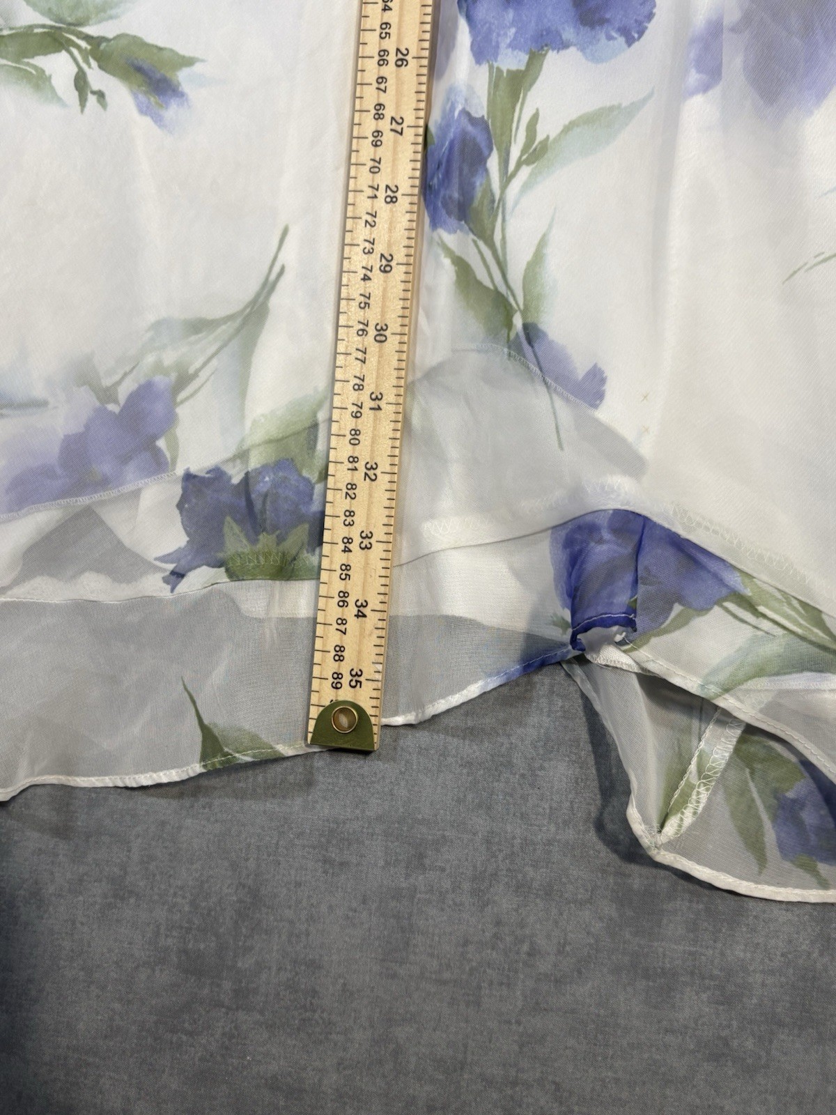 Vintage 90s Alyn Paige Floral Chiffon Dress USA Blue White Size 9/10