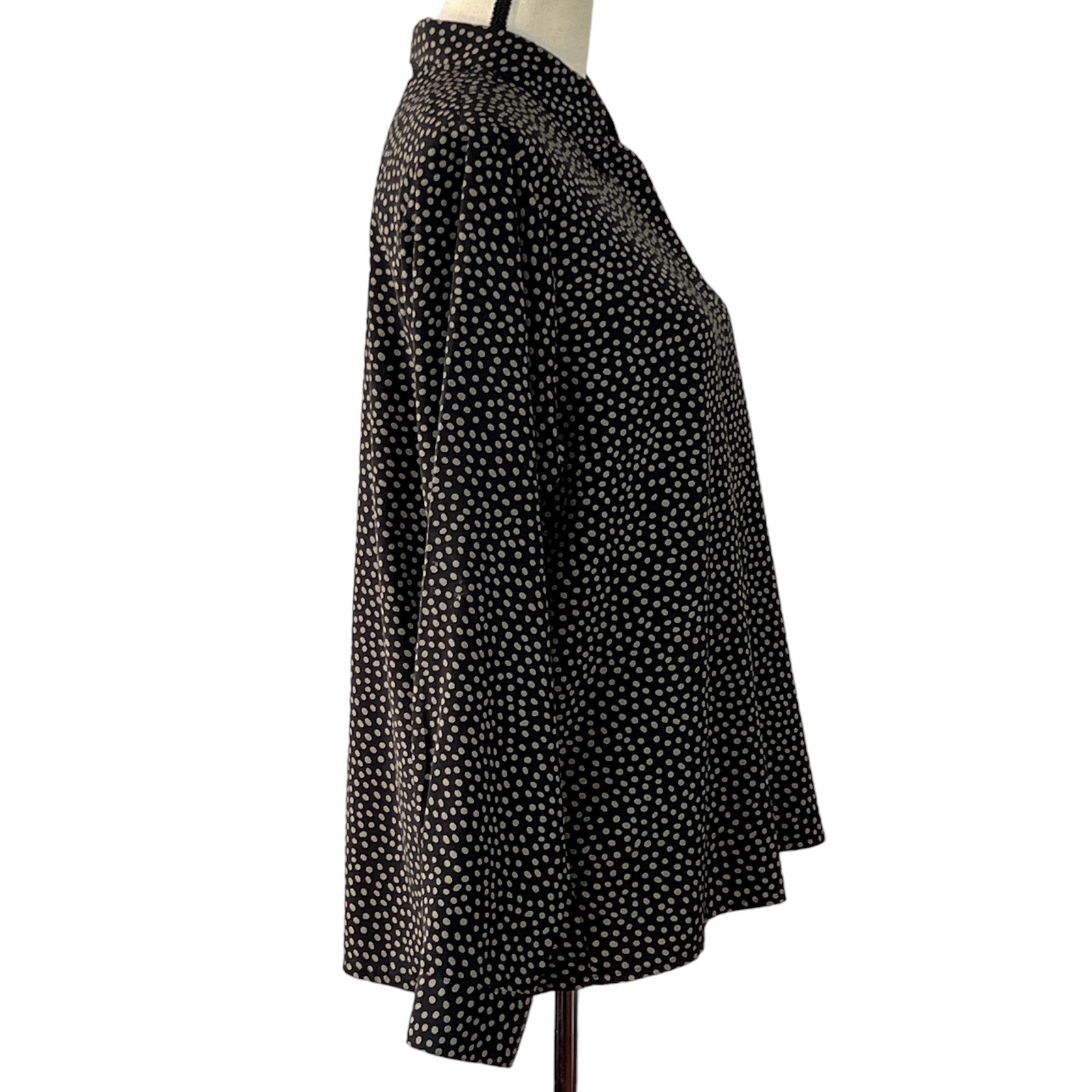 Vintage Brown Polka Dot Button Up Long Sleeve Shirt Size 12