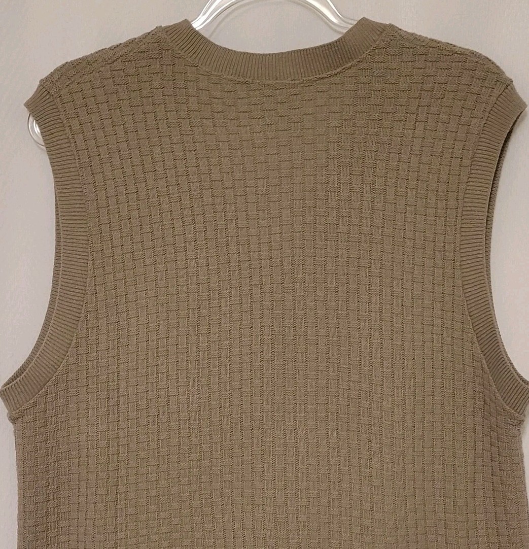 VTG 80s 90s Company Collection Wmn’s Taupe Basket Weave Knit Sweater Vest Sz L