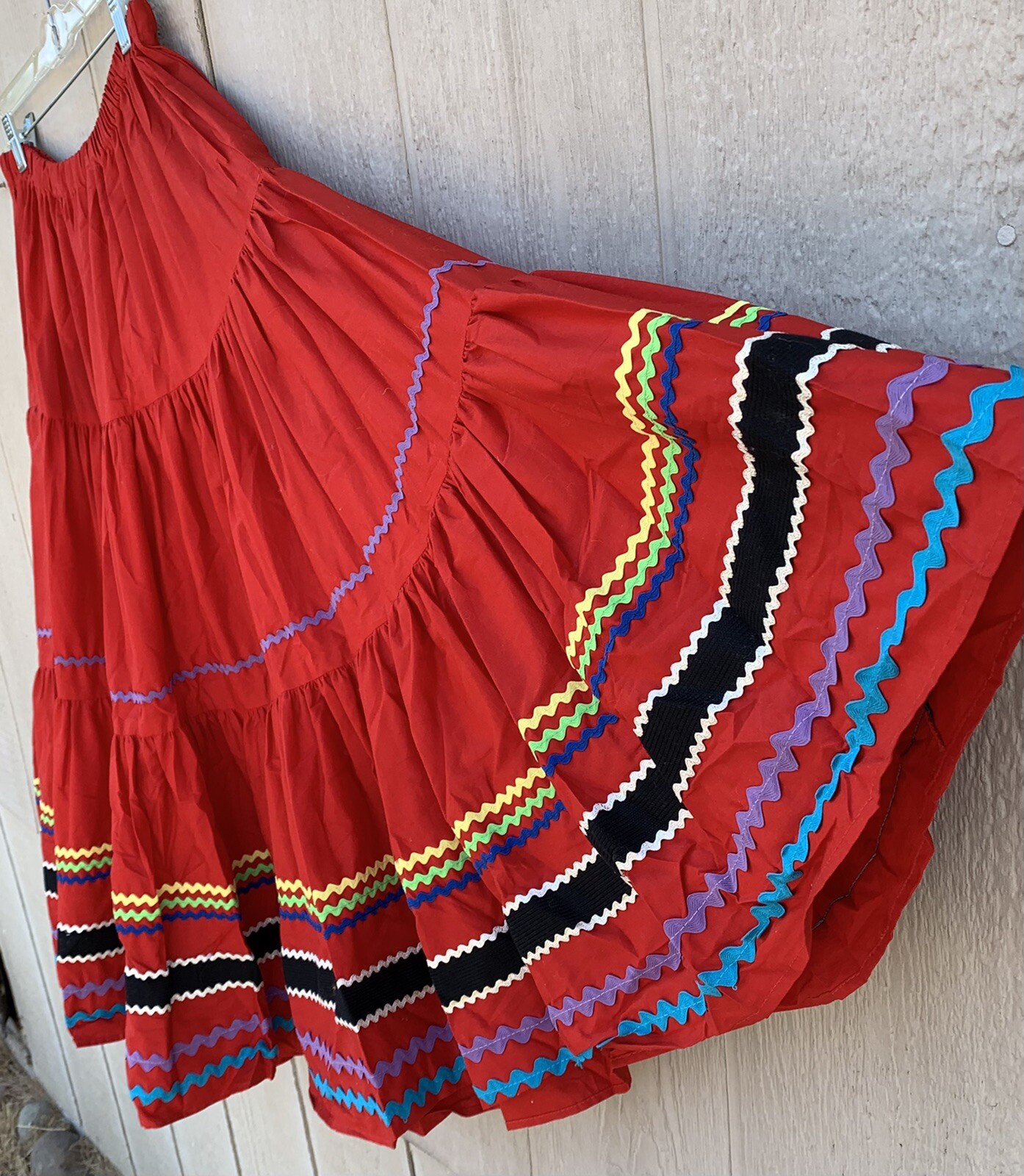 vintage peasant skirt red multicolor ric rac i magnin Sottana by David Lobman 4