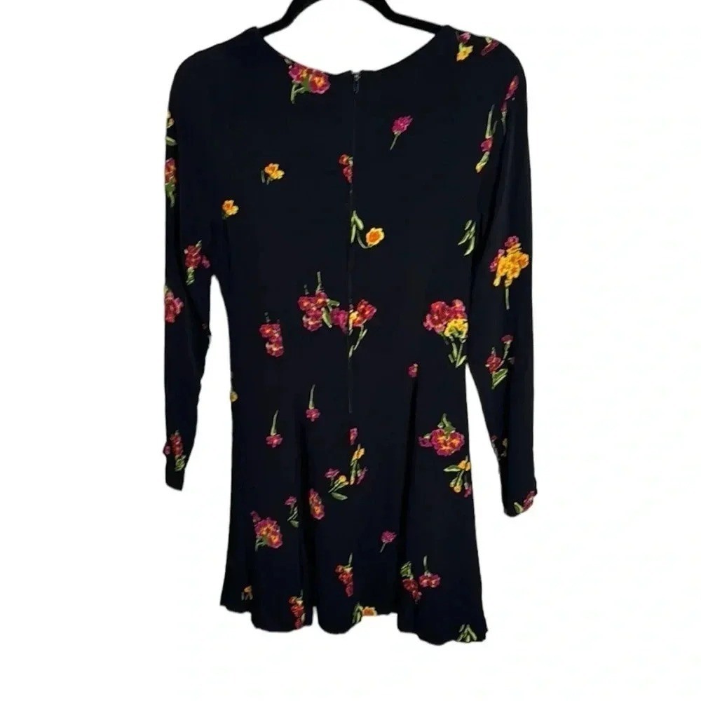 Betsey Johnson Vintage Y2K 90s Black Floral Mini Dress Small Whimsigoth Clueless