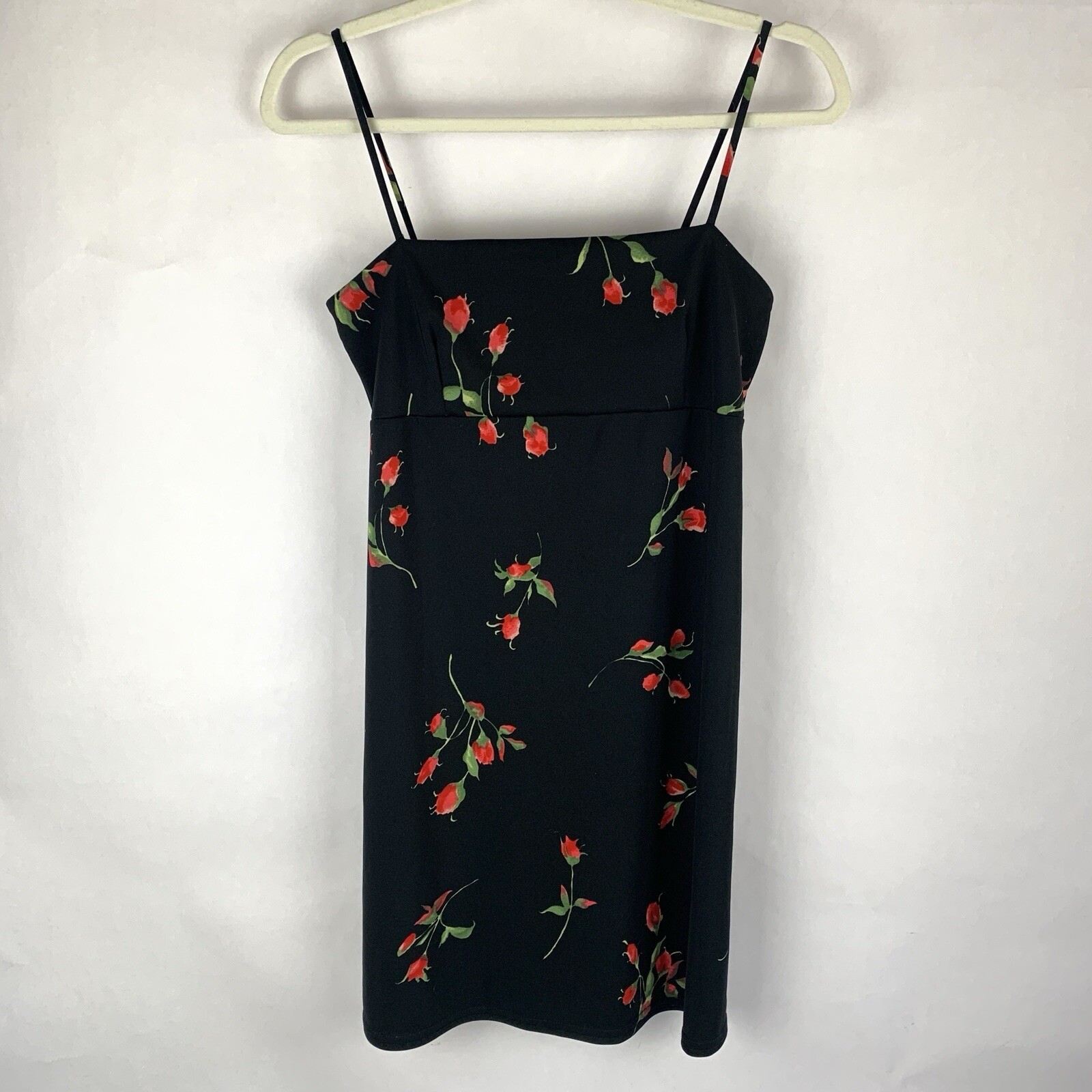 Vtg Y2K Romantic Mini Dress Small? Dark Floral Fairy Grunge Black Whimsigoth