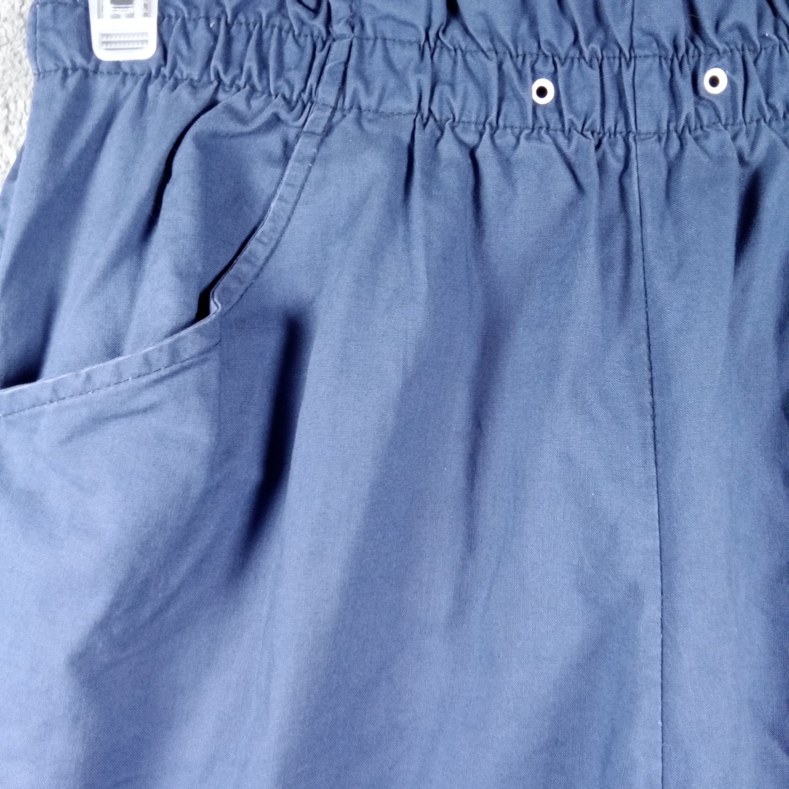 The Season Ticket Blue Cotton Paperbag Waist Shorts Vintage Womens 16P Made