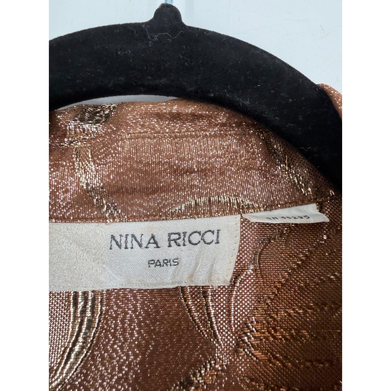 Nina Ricci Blouse Womens 16 Bronze Gold Metallic Lurex 80s Vintage Glam Disco