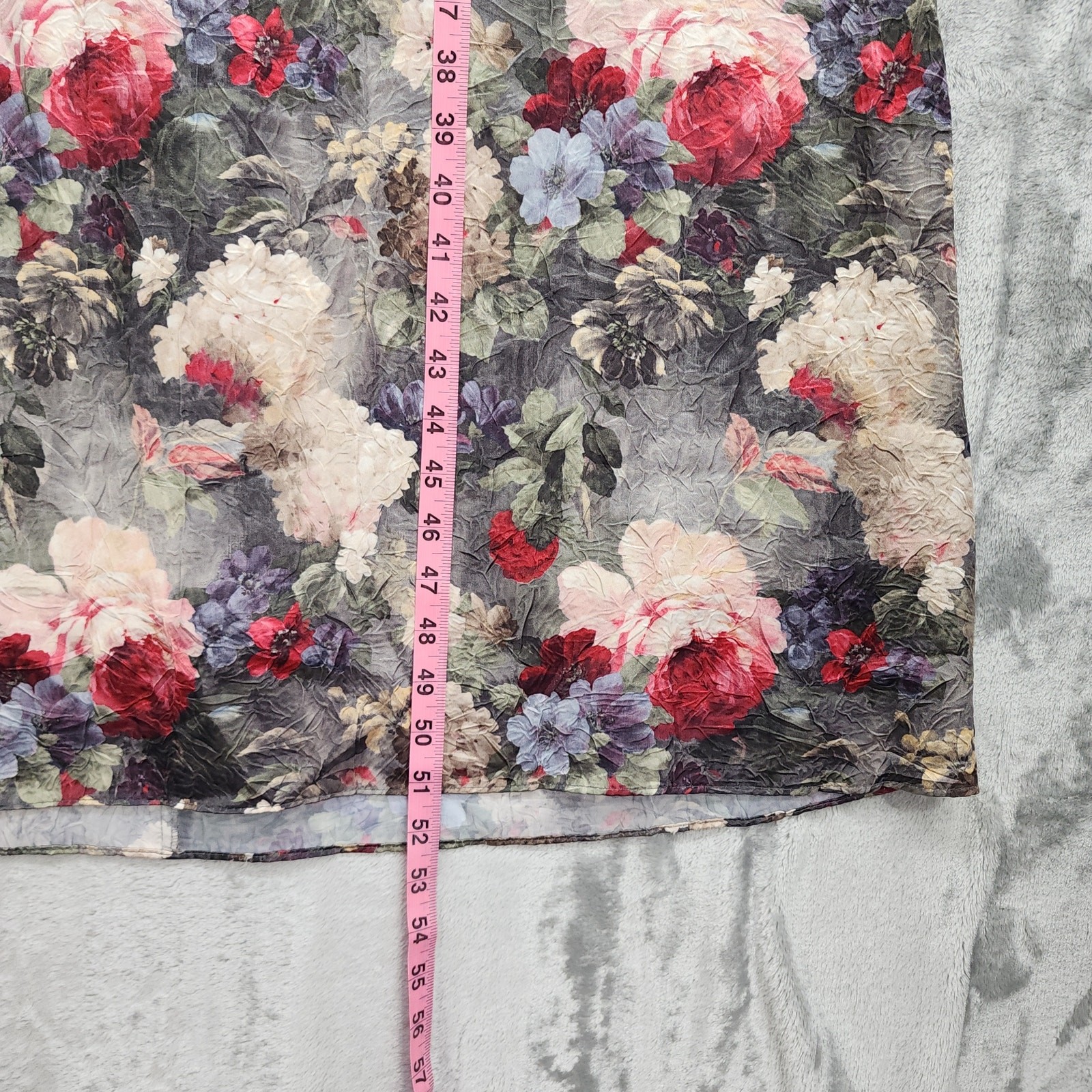 Vintage 90s Molly Malloy Dress Womens 14 Gray Pink Floral Short Sleeve Tie Maxi