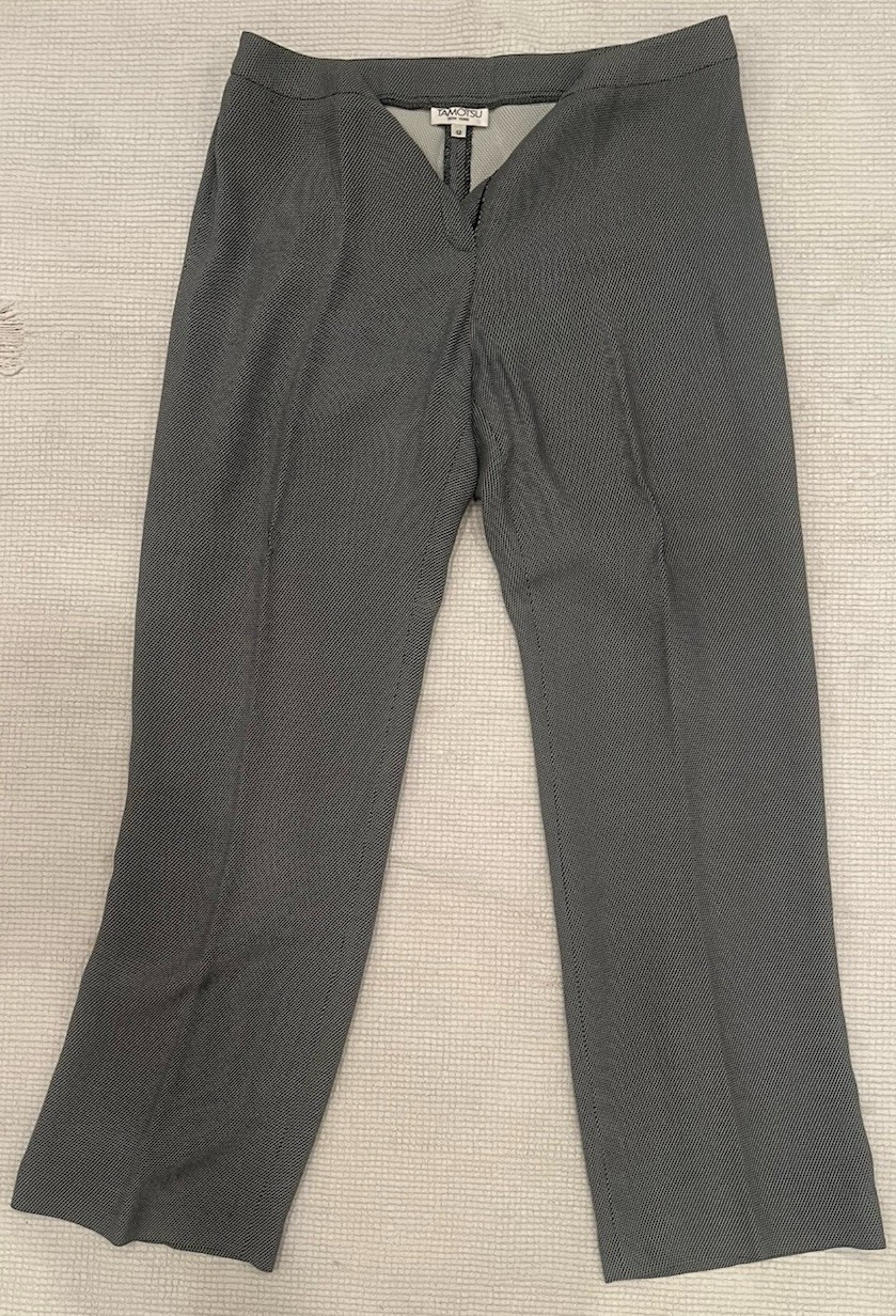 Vintage TAMOTSU New York Womens Pants Suit Set Size 12 Gray Chevron Minimalist
