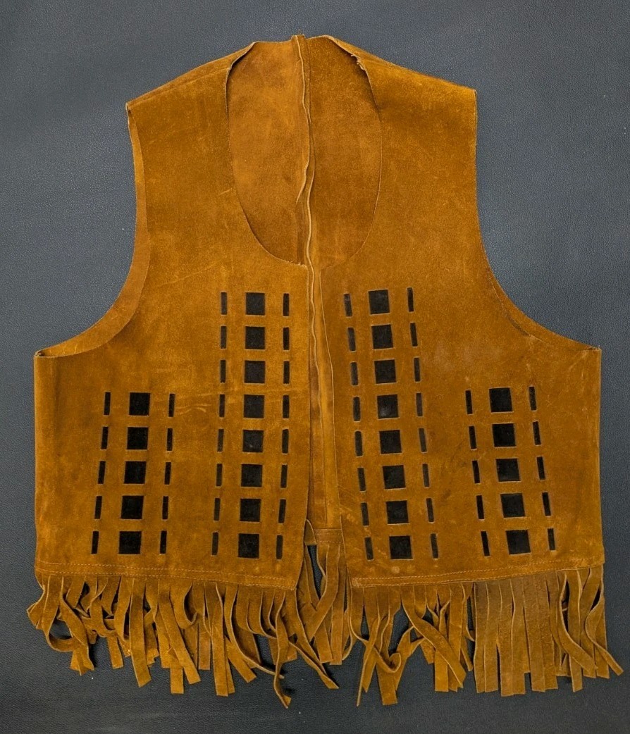 Vtg Suede Leather Fringe Vest Sz Medium Unisex 70s Western Festival Hippie Spain