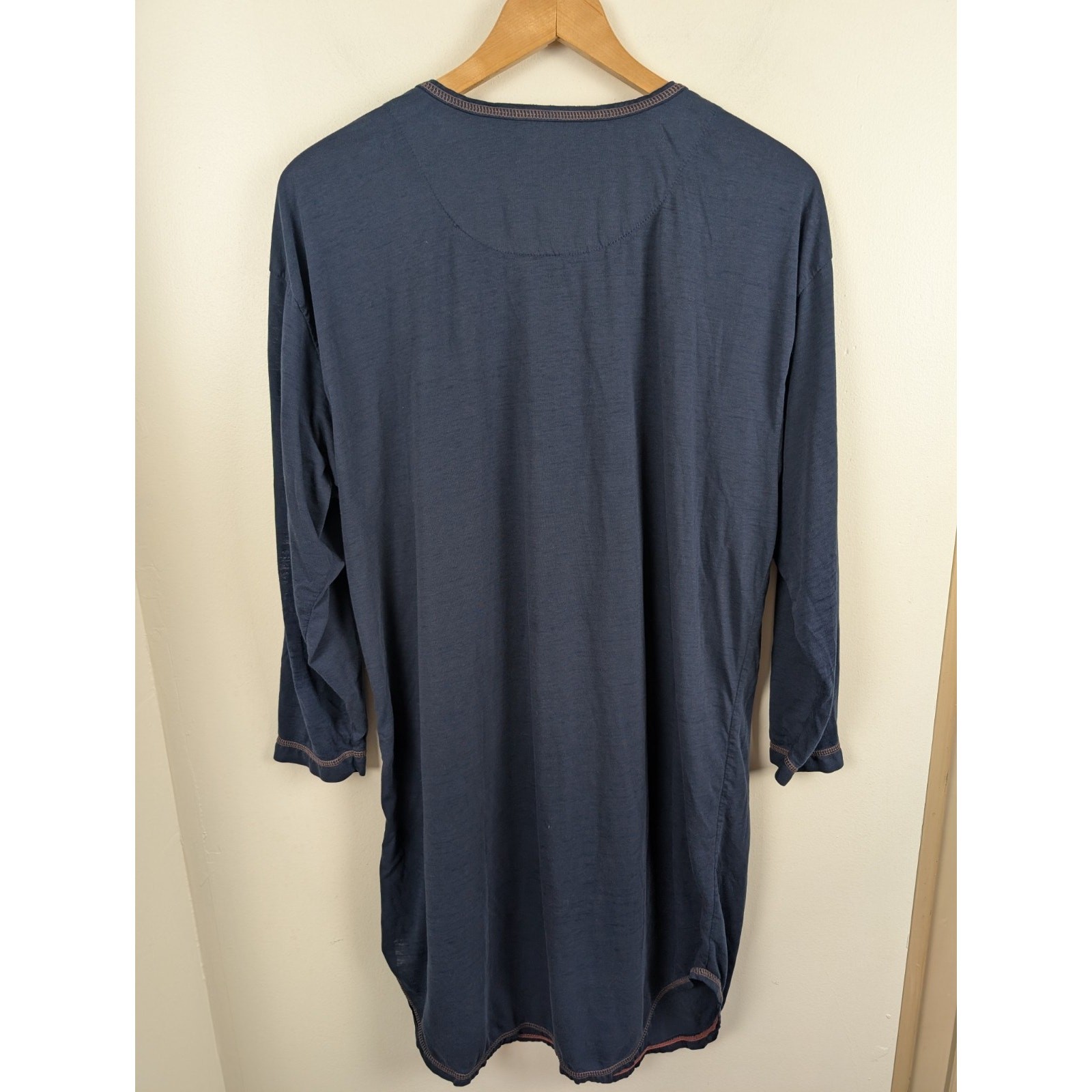 Esleep Vintage Teddy Bear Night Gown One Size Navy Blue Long Sleeves Nightgown