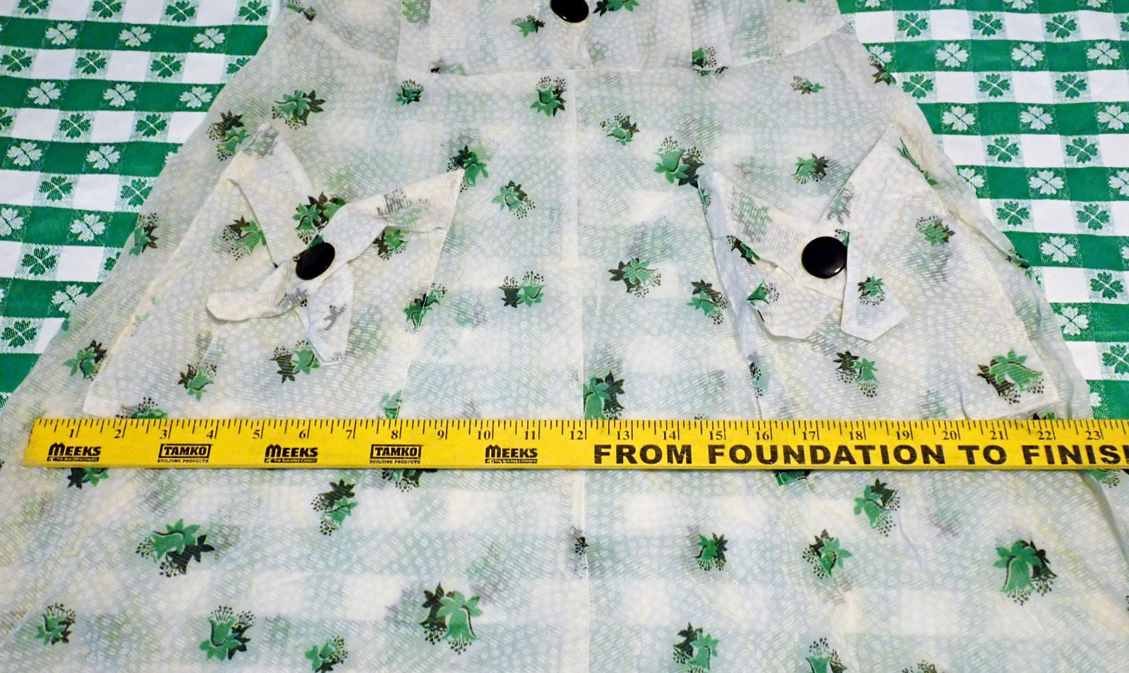 RARE Vintage 1940s 50s Floral SPIDERWEB Novelty FRENCH Sheer Nylon Dress (Read)