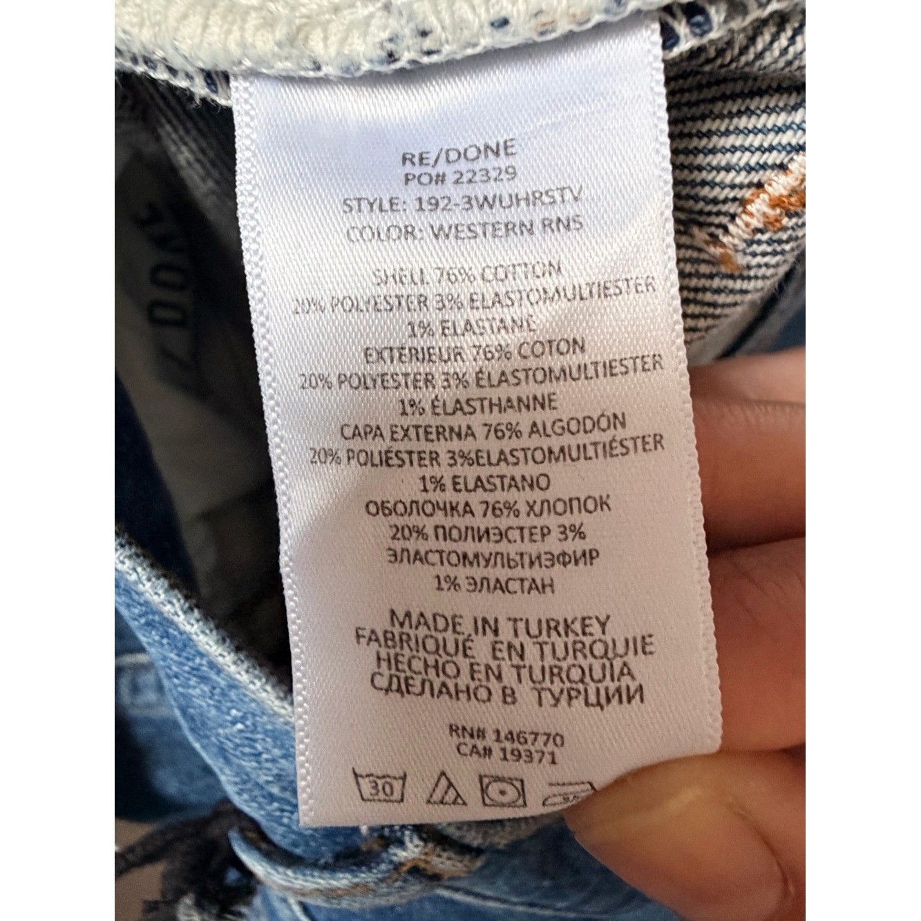 NWT Re/Done 90s High Rise Ankle Crop Denim Jeans Western Rinse Size 24