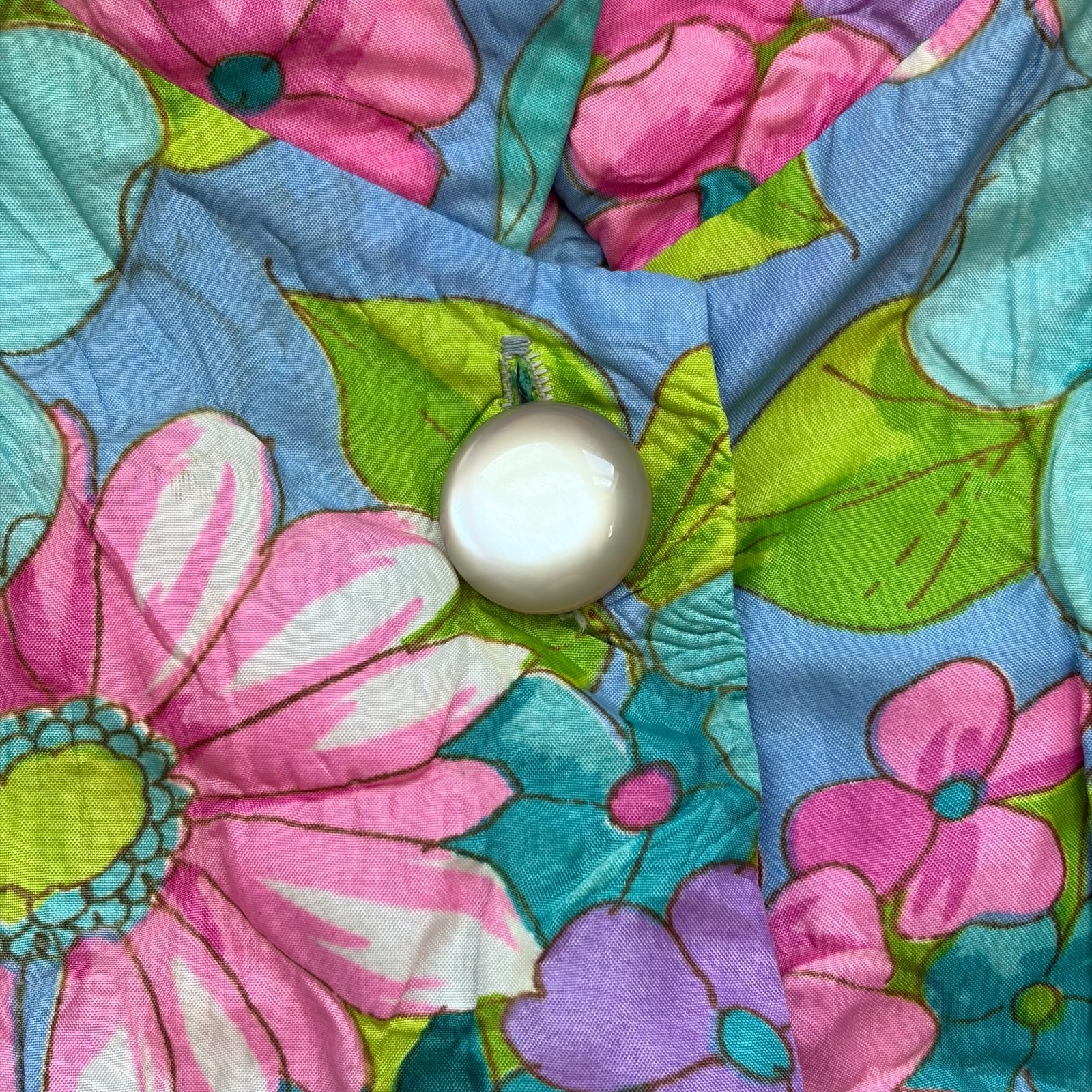 Vintage 1960s Barbara Lee Floral Psychedelic Kaftan House Dress Large (flaw)
