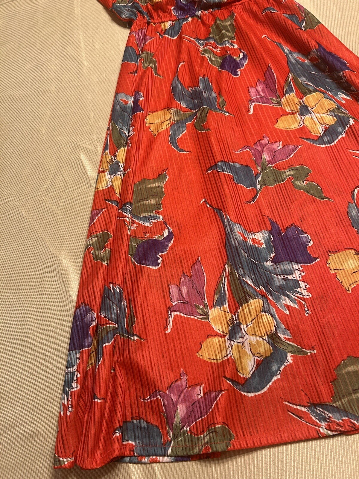 Byer Too! Women’s Red Vintage 70’s Floral Dress Size 10