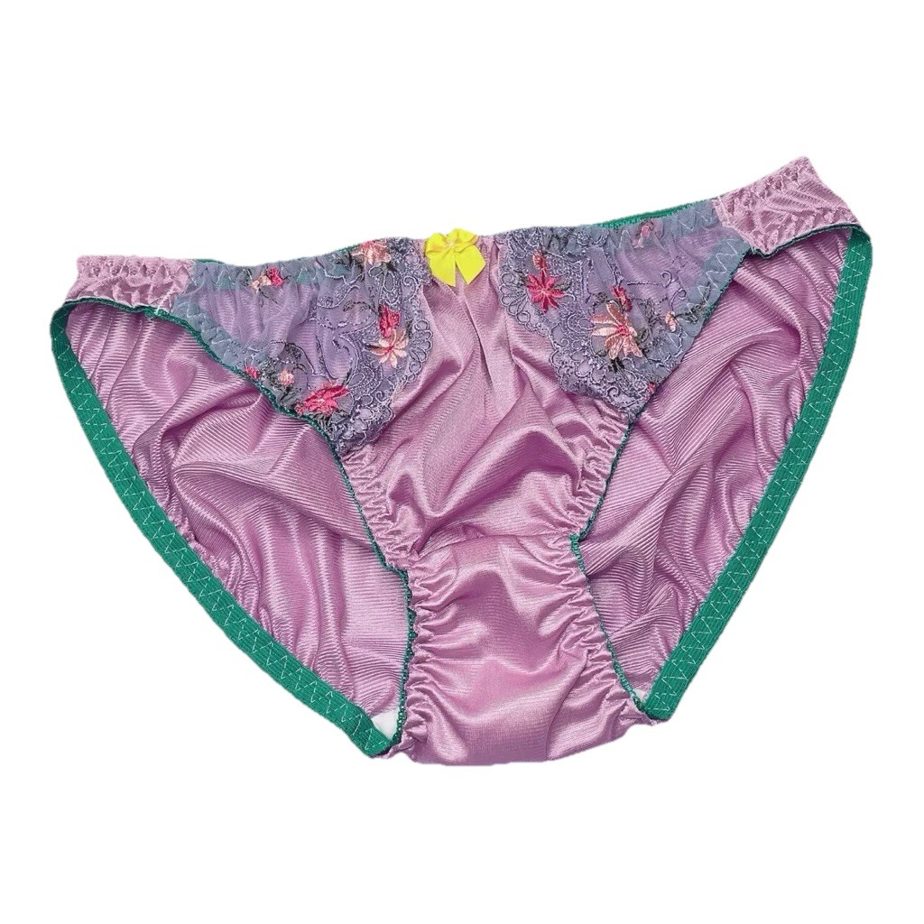3XL Hip 40-43” Japan Bikini Sheer Slippery Victoria Lace Floral Embroidery Nylon