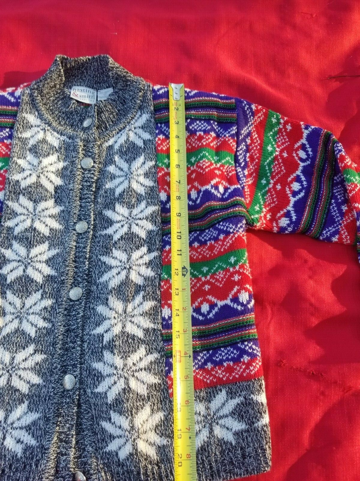 Vintage 80-90s Hasting & Smith Holiday Christmas snowflake ugly cardigan size P