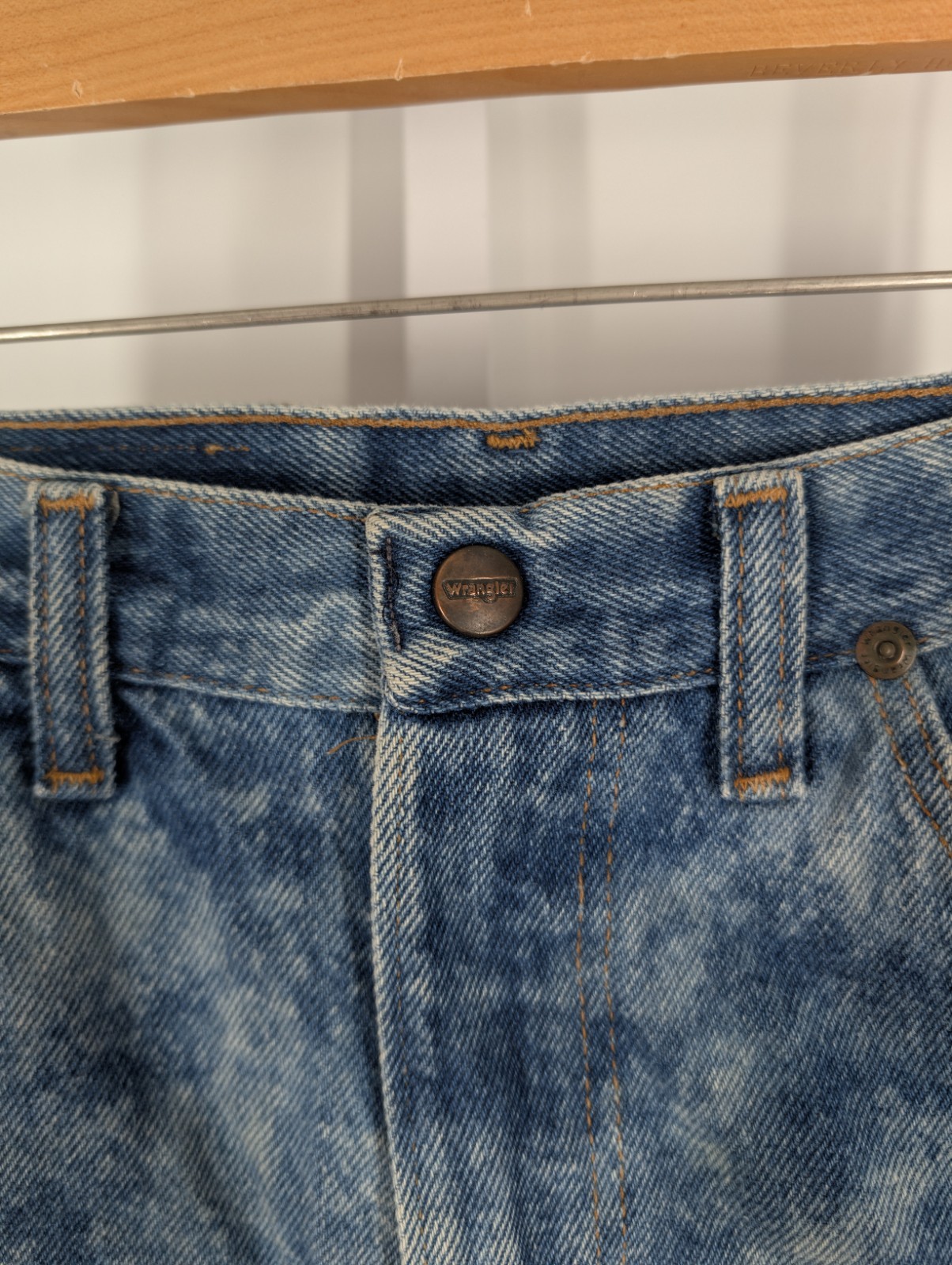 Wrangler Vintage 60s Cloudburst Fade Indigo Triple Stitch Talon Zip 26 x 26 USA