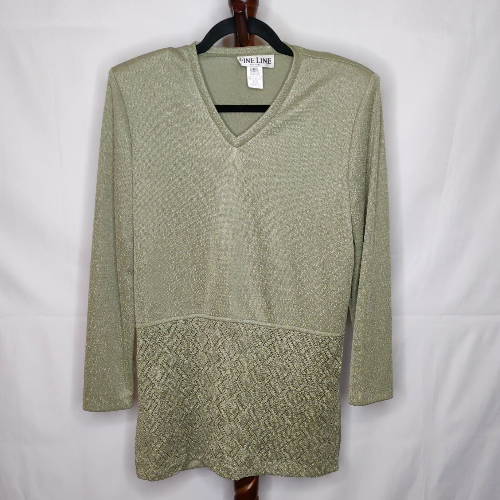 Fine Line vintage women’s S 2 pc. set top and pants green metallic (see below)